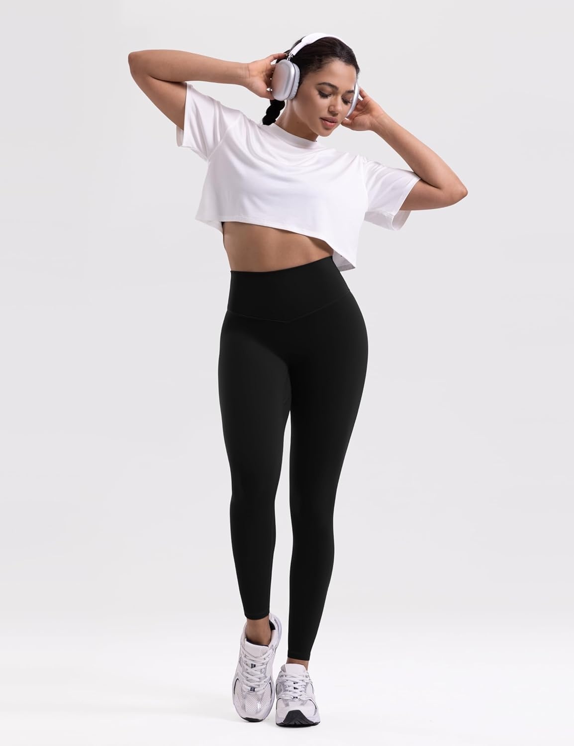 image:imageENERBLOOM Womens Workout Leggings Yoga Pants No Front Seam 2528 High Waisted Hidden Scrunch Butt Athletic Gym TightsBlack