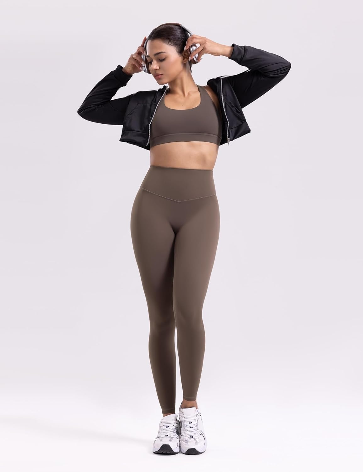 image:imageENERBLOOM Womens Workout Leggings Yoga Pants No Front Seam 2528 High Waisted Hidden Scrunch Butt Athletic Gym TightsCoffee