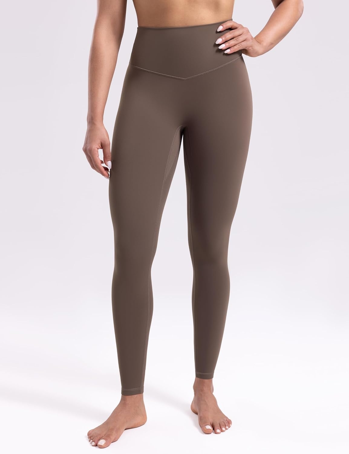 image:imageENERBLOOM Womens Workout Leggings Yoga Pants No Front Seam 2528 High Waisted Hidden Scrunch Butt Athletic Gym TightsCoffee