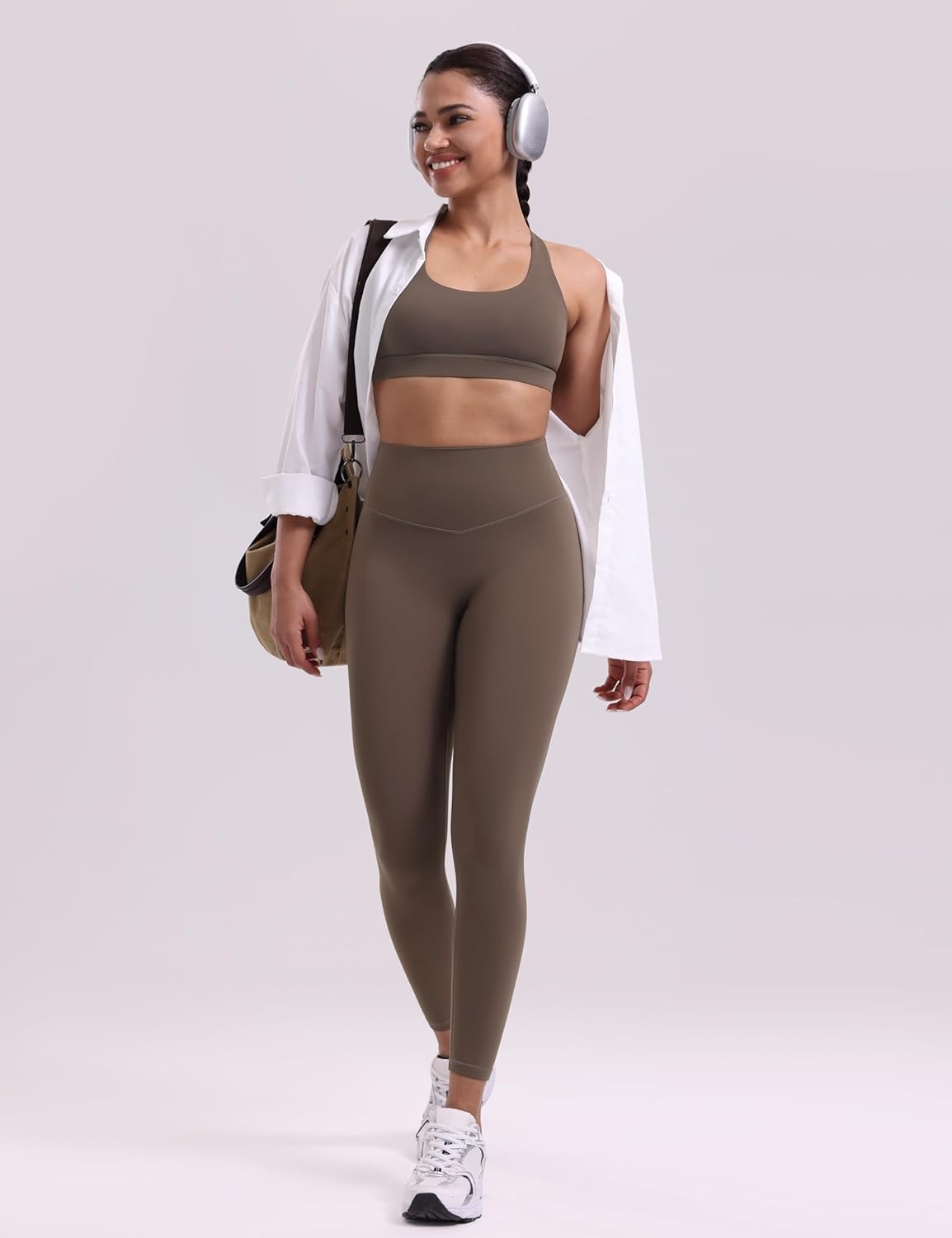 image:imageENERBLOOM Womens Workout Leggings Yoga Pants No Front Seam 2528 High Waisted Hidden Scrunch Butt Athletic Gym TightsCoffee