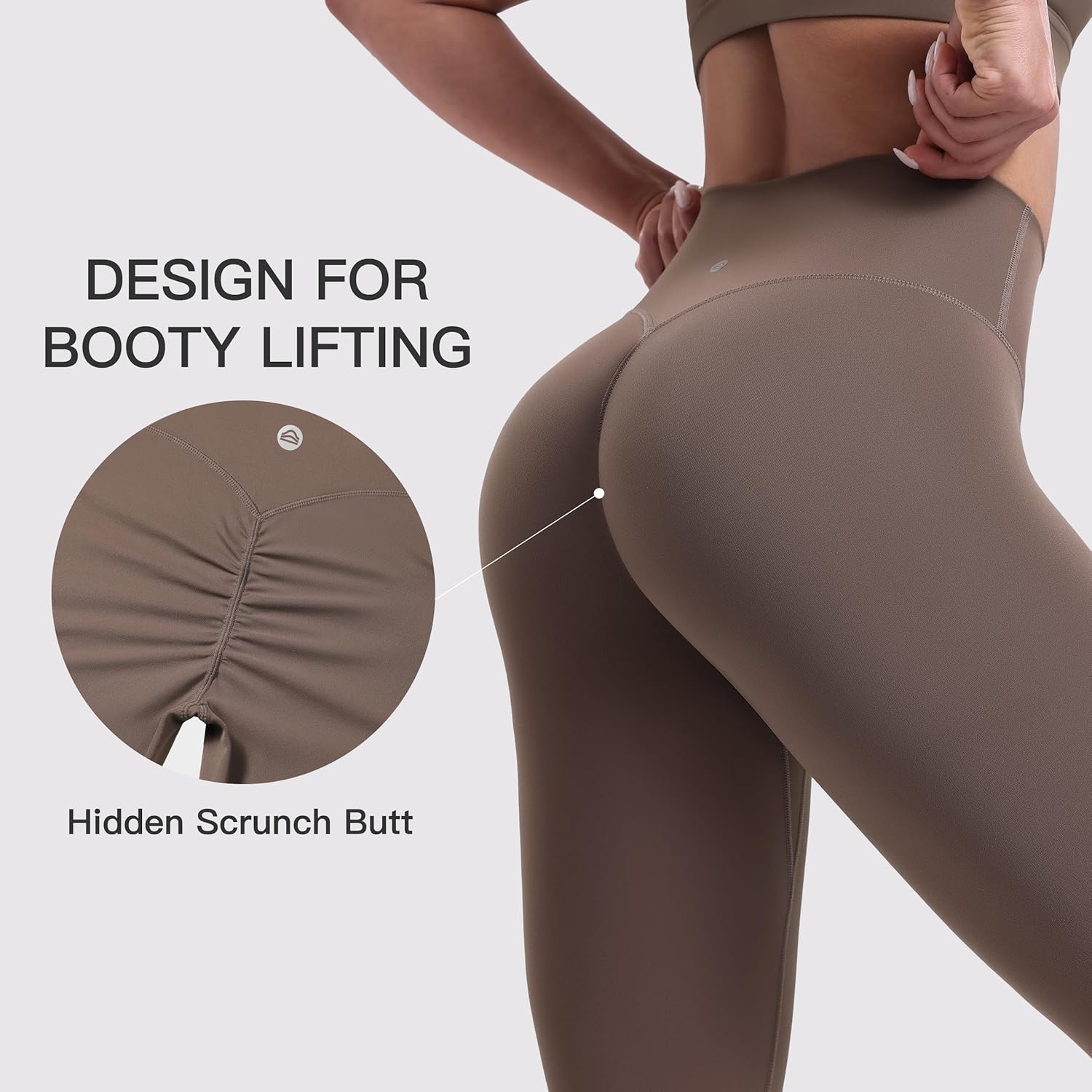 image:imageENERBLOOM Womens Workout Leggings Yoga Pants No Front Seam 2528 High Waisted Hidden Scrunch Butt Athletic Gym TightsCoffee