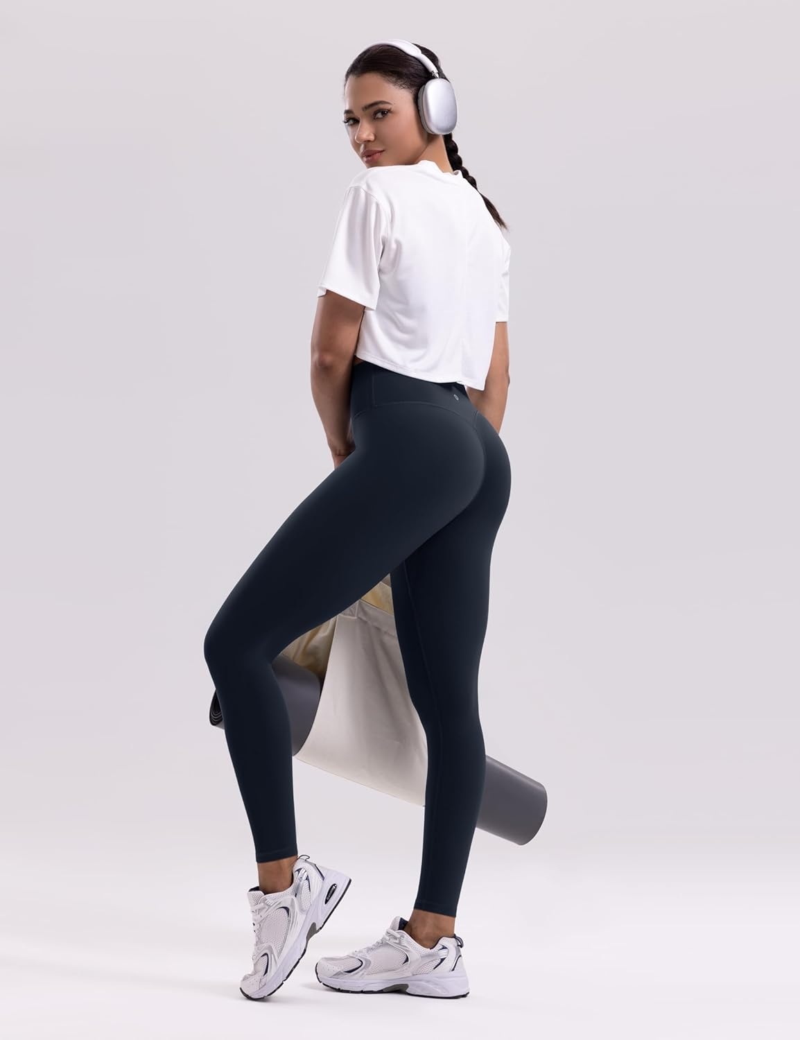 image:imageENERBLOOM Womens Workout Leggings Yoga Pants No Front Seam 2528 High Waisted Hidden Scrunch Butt Athletic Gym TightsDark Navy