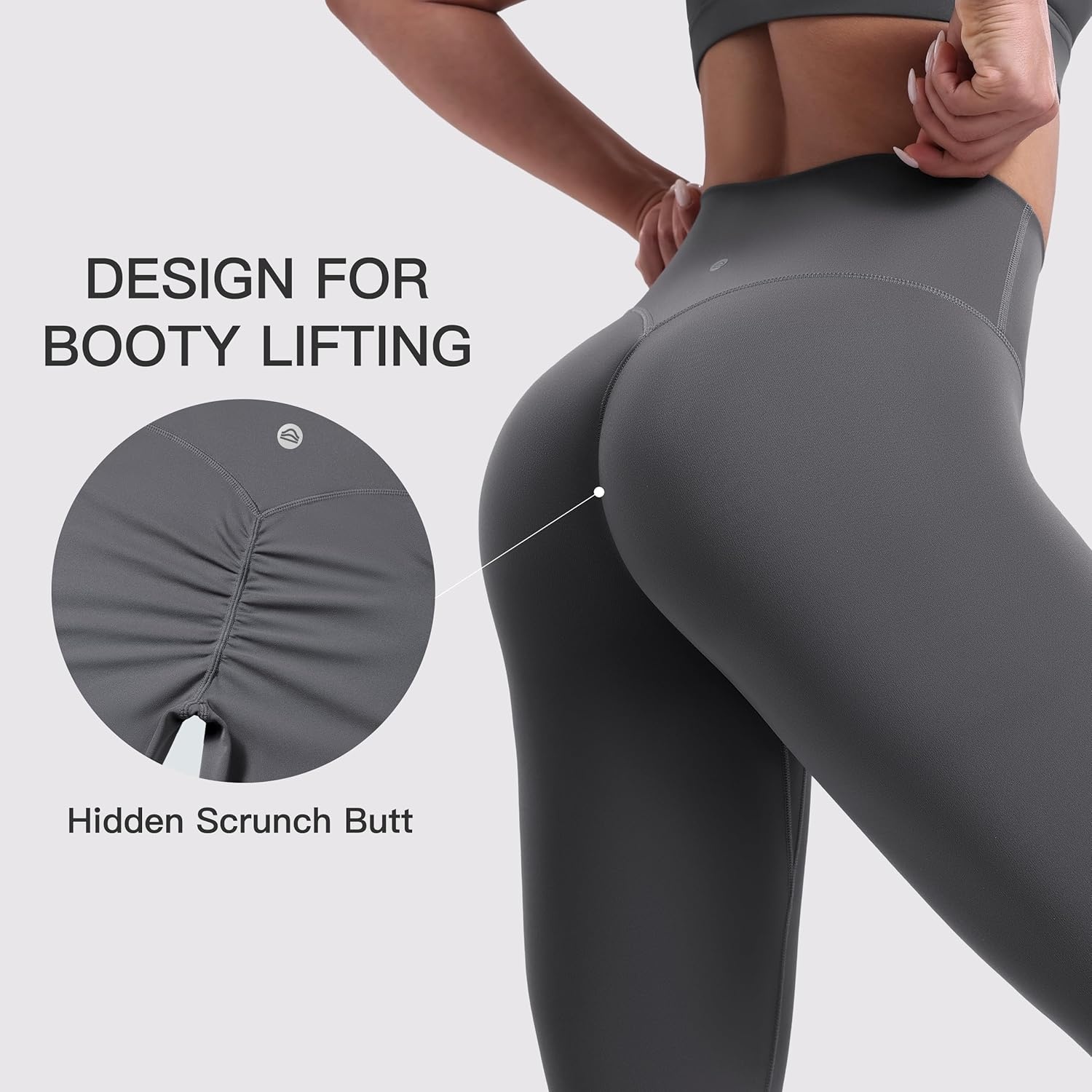 image:imageENERBLOOM Womens Workout Leggings Yoga Pants No Front Seam 2528 High Waisted Hidden Scrunch Butt Athletic Gym TightsGrey