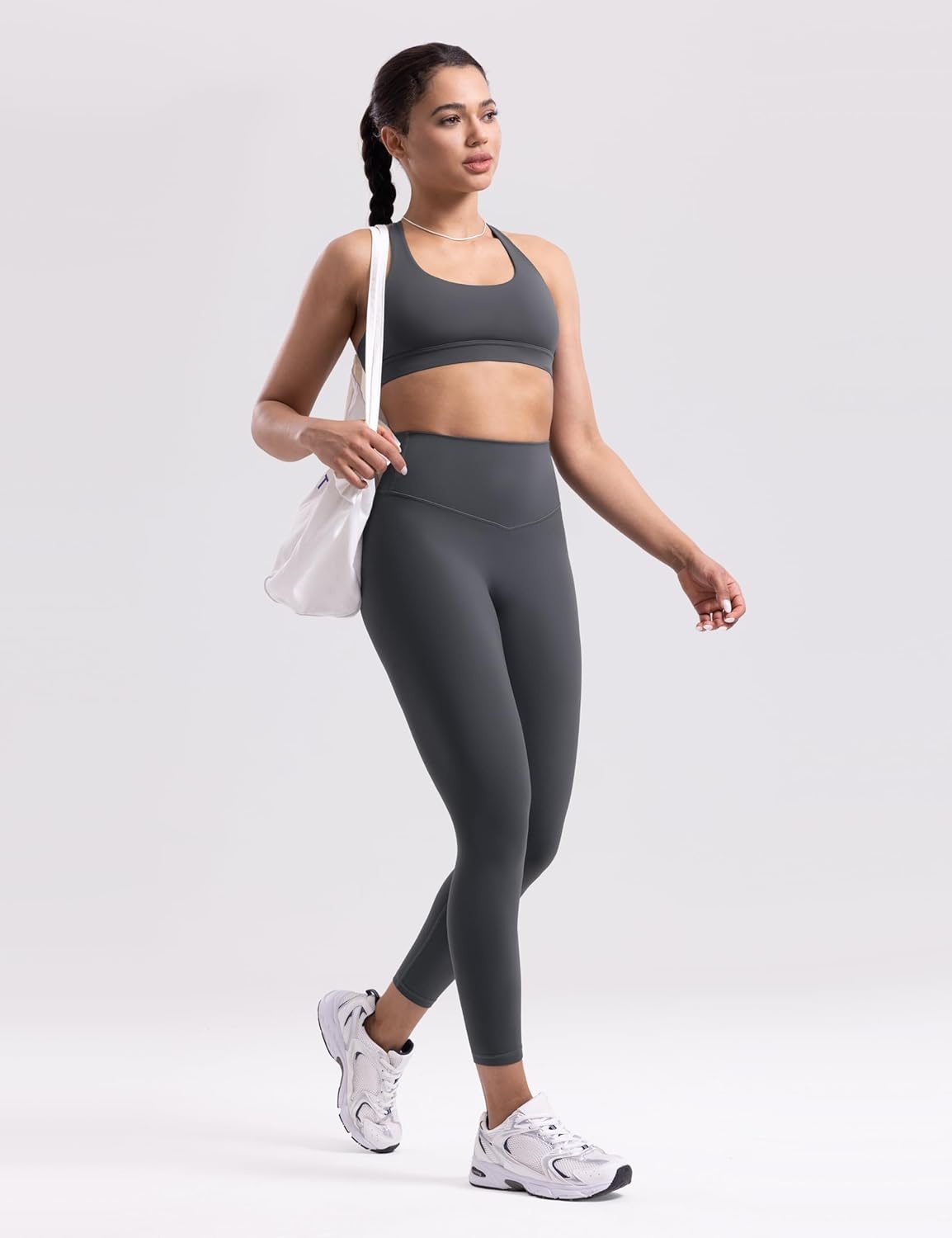 image:imageENERBLOOM Womens Workout Leggings Yoga Pants No Front Seam 2528 High Waisted Hidden Scrunch Butt Athletic Gym TightsGrey