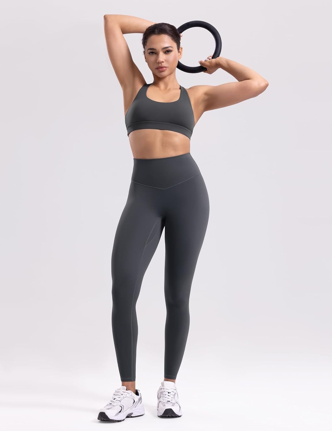 image:imageENERBLOOM Womens Workout Leggings Yoga Pants No Front Seam 2528 High Waisted Hidden Scrunch Butt Athletic Gym TightsGrey