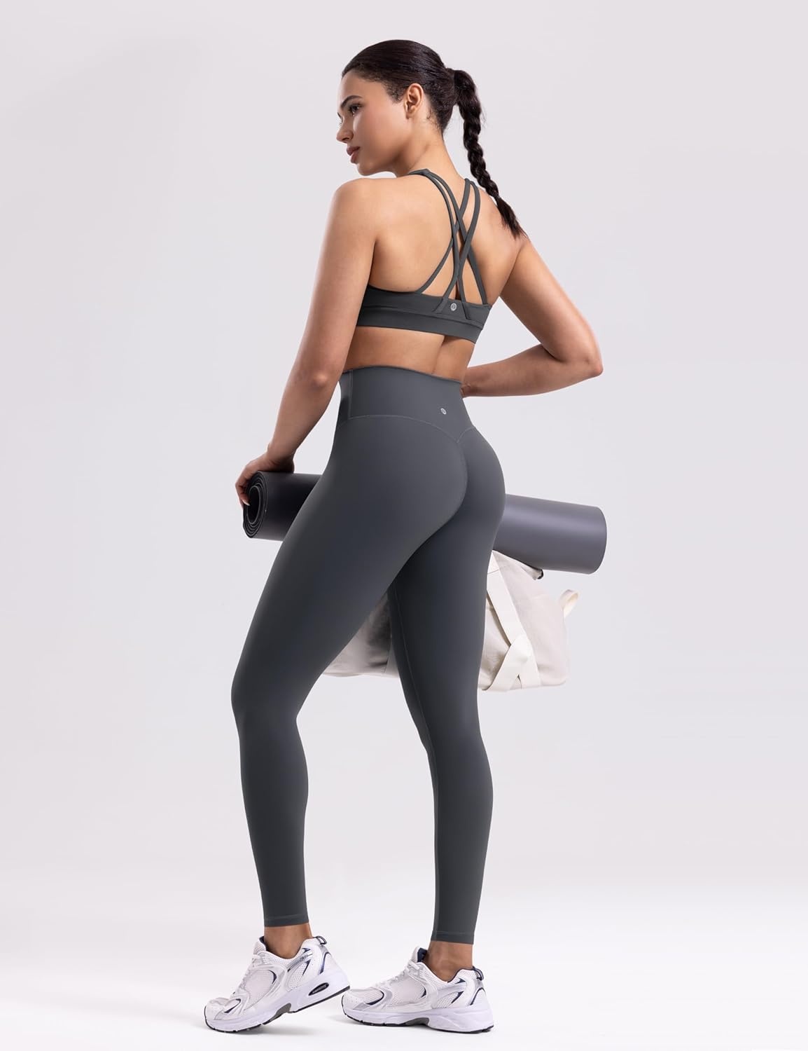image:imageENERBLOOM Womens Workout Leggings Yoga Pants No Front Seam 2528 High Waisted Hidden Scrunch Butt Athletic Gym TightsGrey