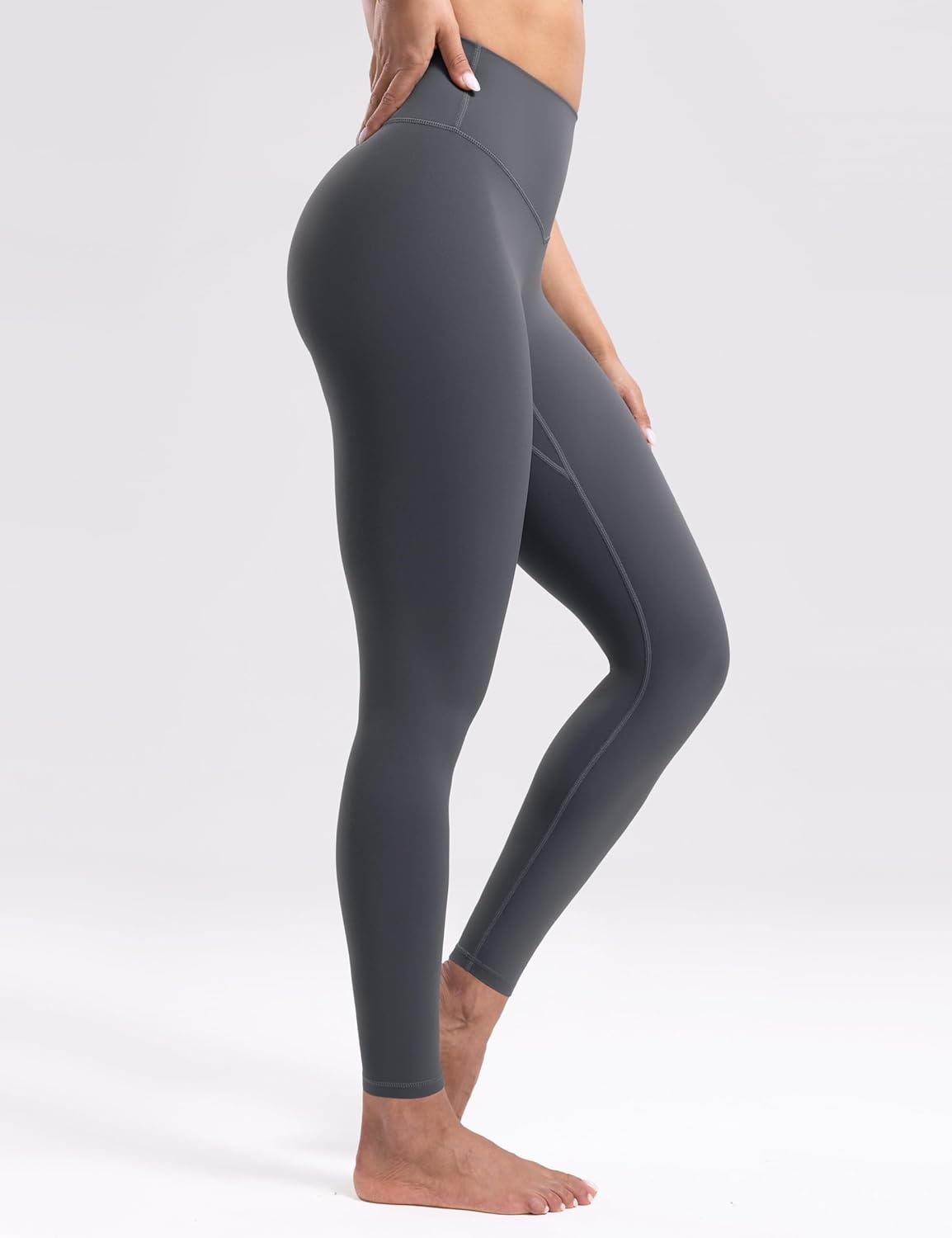 image:imageENERBLOOM Womens Workout Leggings Yoga Pants No Front Seam 2528 High Waisted Hidden Scrunch Butt Athletic Gym TightsGrey