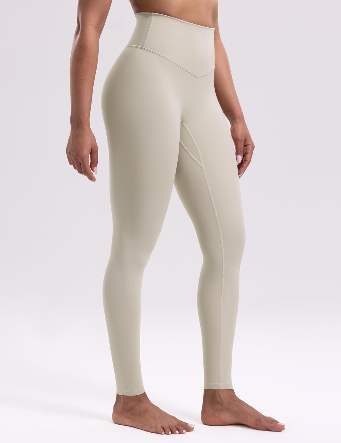 image:imageENERBLOOM Womens Workout Leggings Yoga Pants No Front Seam 2528 High Waisted Hidden Scrunch Butt Athletic Gym TightsKhaki