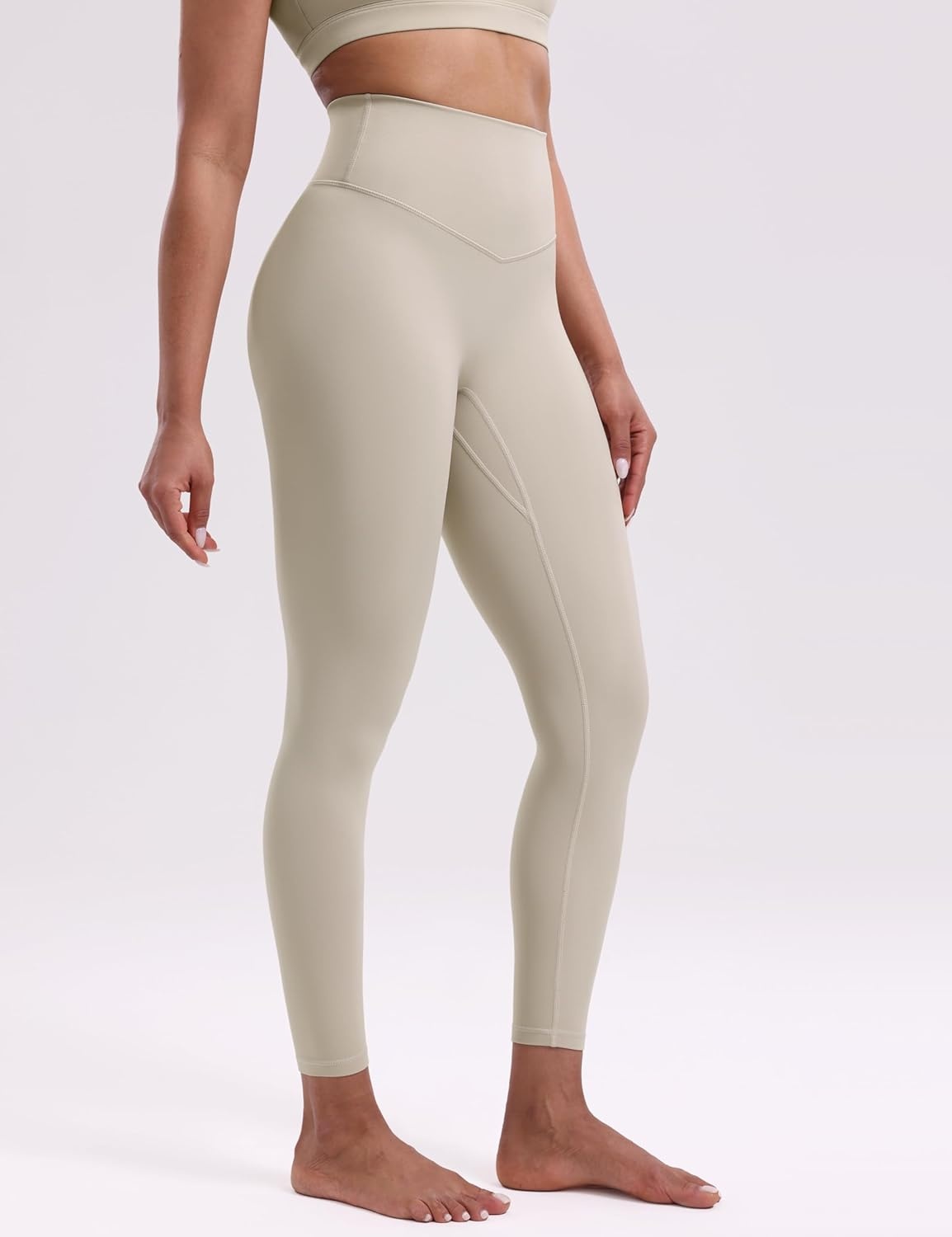 image:imageENERBLOOM Womens Workout Leggings Yoga Pants No Front Seam 2528 High Waisted Hidden Scrunch Butt Athletic Gym TightsKhaki