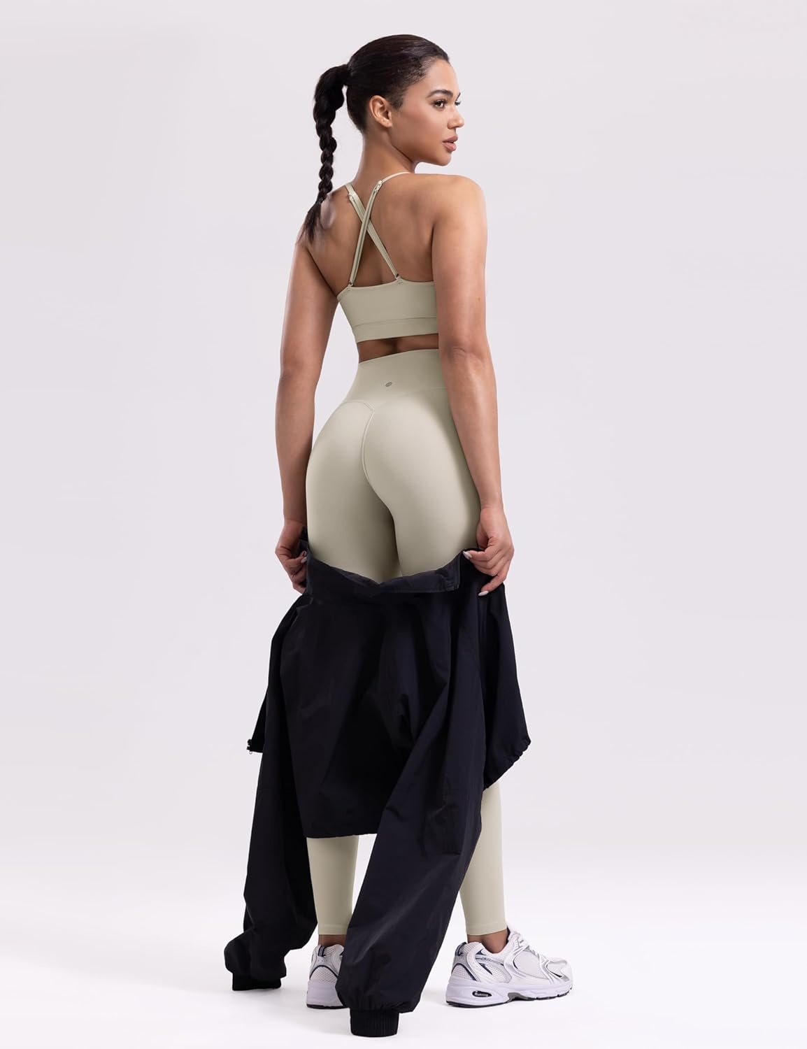 image:imageENERBLOOM Womens Workout Leggings Yoga Pants No Front Seam 2528 High Waisted Hidden Scrunch Butt Athletic Gym TightsKhaki