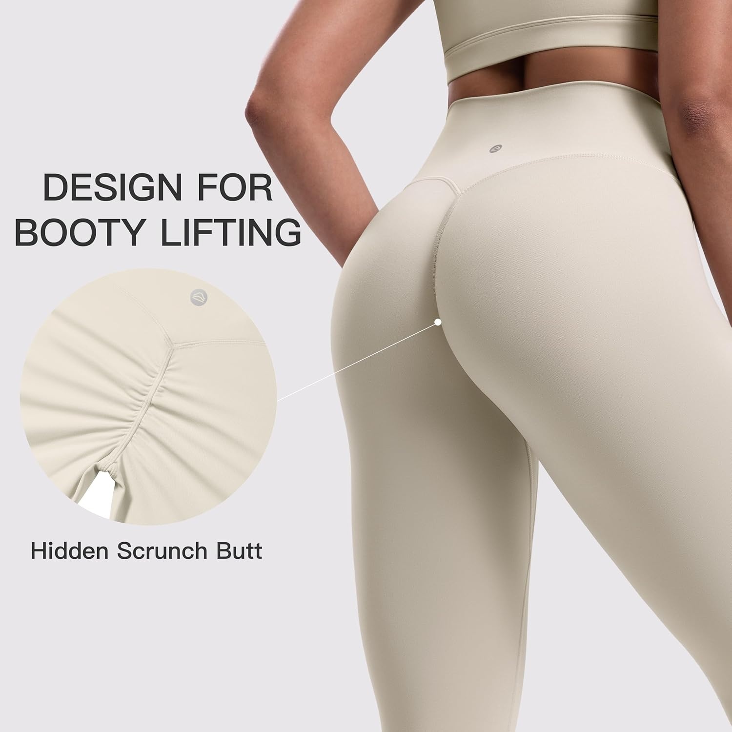 image:imageENERBLOOM Womens Workout Leggings Yoga Pants No Front Seam 2528 High Waisted Hidden Scrunch Butt Athletic Gym TightsKhaki