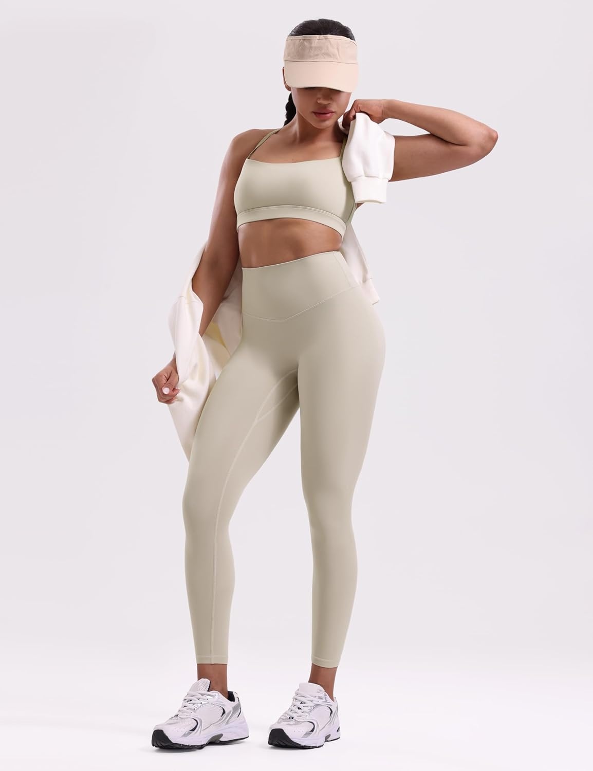 image:imageENERBLOOM Womens Workout Leggings Yoga Pants No Front Seam 2528 High Waisted Hidden Scrunch Butt Athletic Gym TightsKhaki