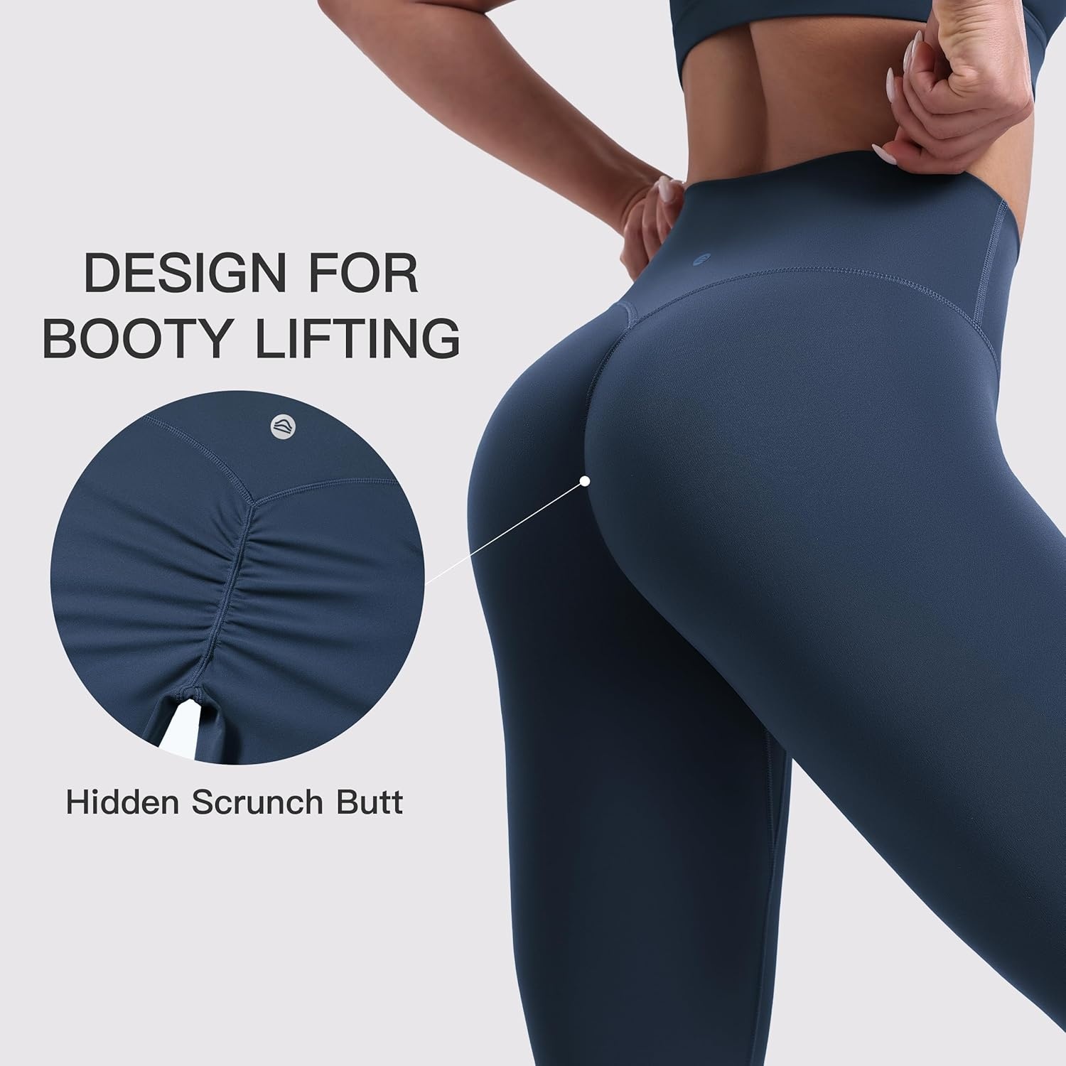 image:imageENERBLOOM Womens Workout Leggings Yoga Pants No Front Seam 2528 High Waisted Hidden Scrunch Butt Athletic Gym TightsNavy Blue