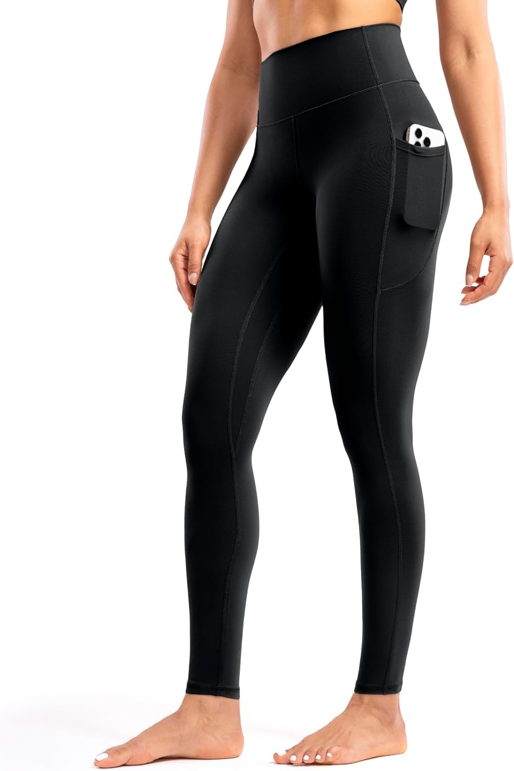 image:imageENERBLOOM Womens Workout Leggings with Pockets Yoga Pants 2528 High Waisted Athletic Tights Soft Gym Lounge ActivewearBlack