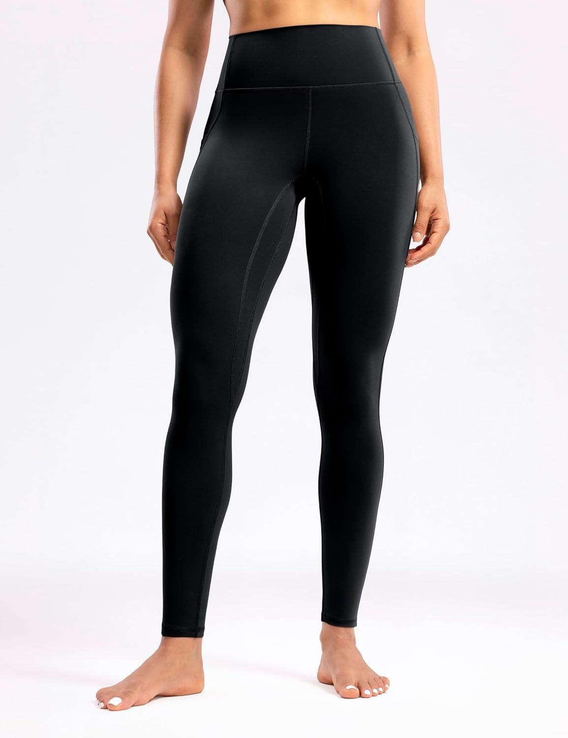 image:imageENERBLOOM Womens Workout Leggings with Pockets Yoga Pants 2528 High Waisted Athletic Tights Soft Gym Lounge ActivewearBlack