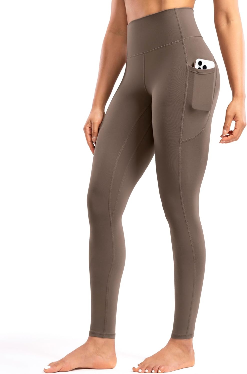 image:imageENERBLOOM Womens Workout Leggings with Pockets Yoga Pants 2528 High Waisted Athletic Tights Soft Gym Lounge ActivewearCoffee