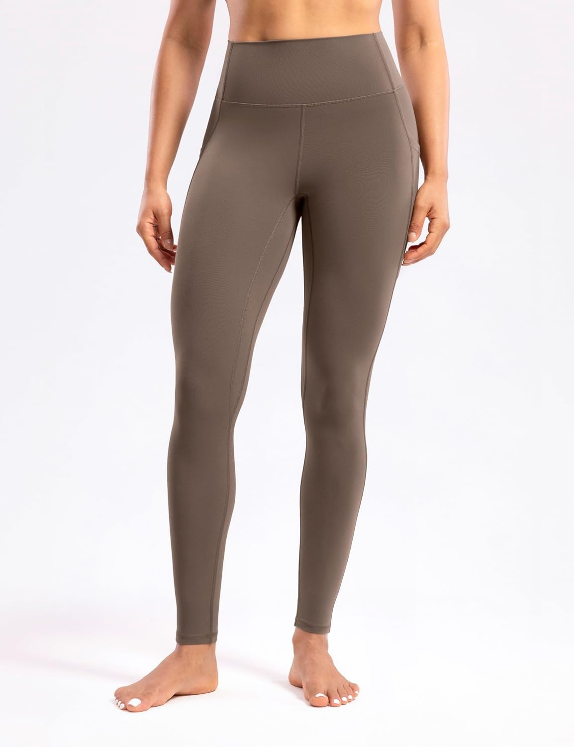 image:imageENERBLOOM Womens Workout Leggings with Pockets Yoga Pants 2528 High Waisted Athletic Tights Soft Gym Lounge ActivewearCoffee
