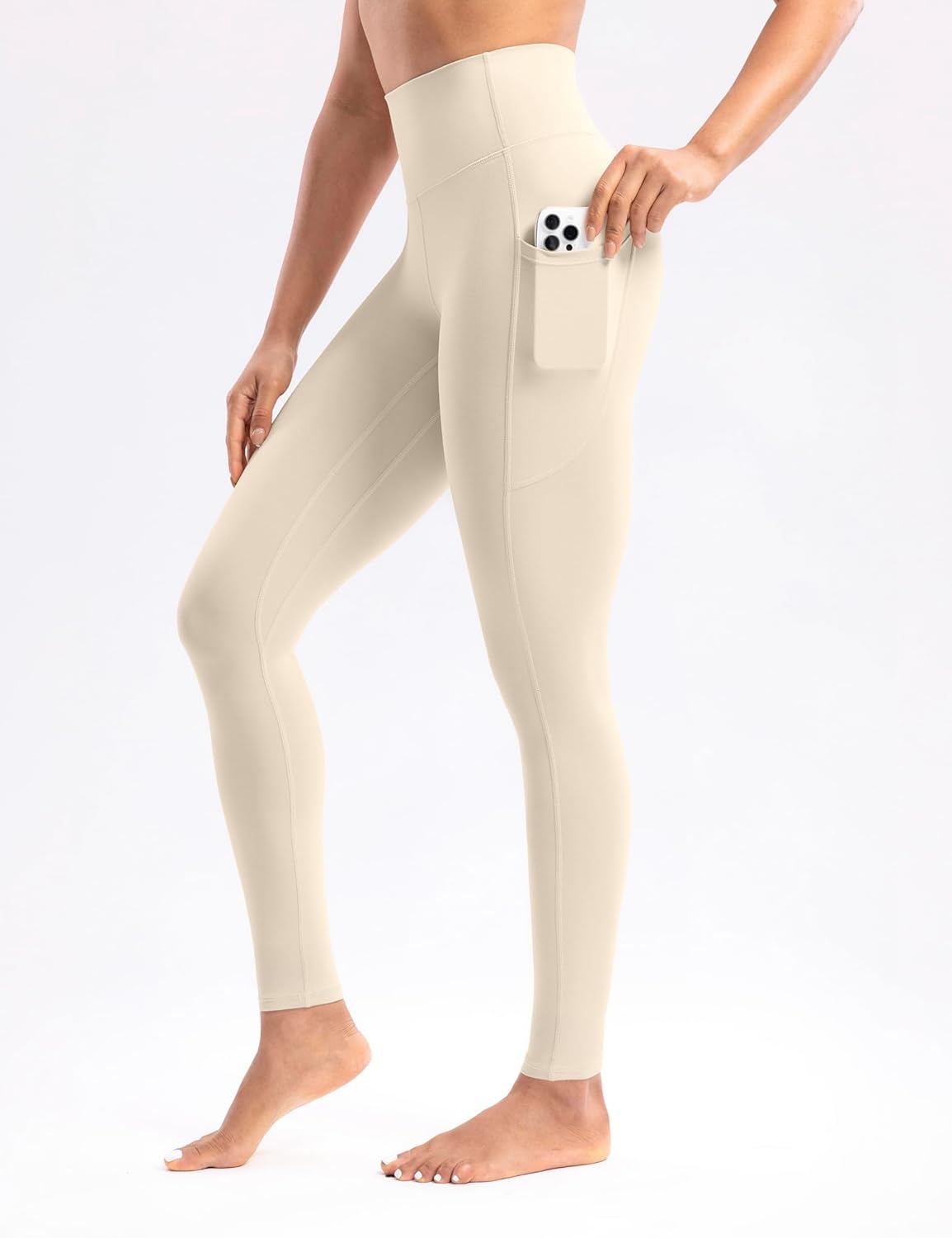 image:imageENERBLOOM Womens Workout Leggings with Pockets Yoga Pants 2528 High Waisted Athletic Tights Soft Gym Lounge ActivewearKhaki