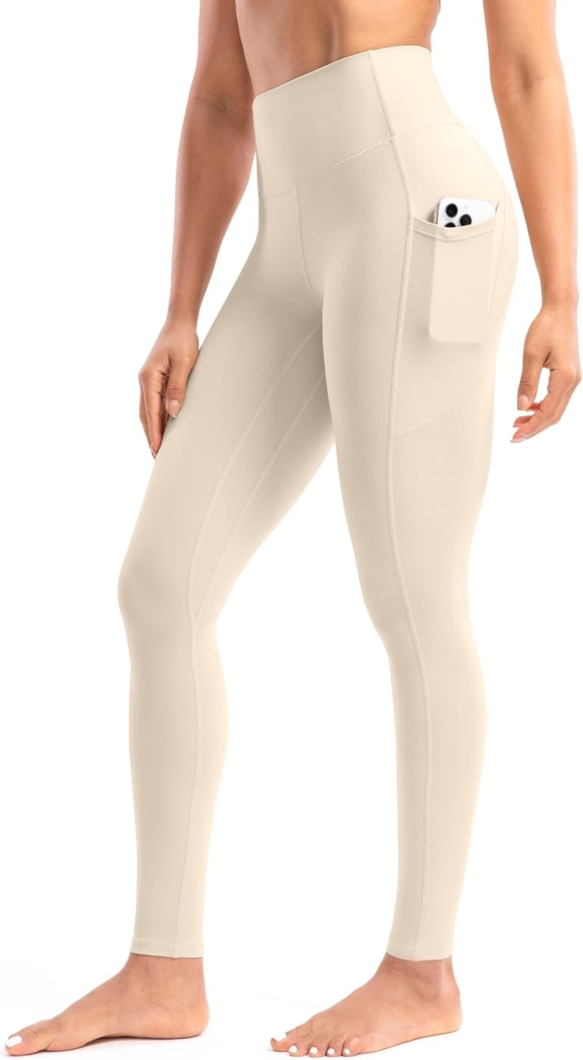 image:imageENERBLOOM Womens Workout Leggings with Pockets Yoga Pants 2528 High Waisted Athletic Tights Soft Gym Lounge ActivewearKhaki