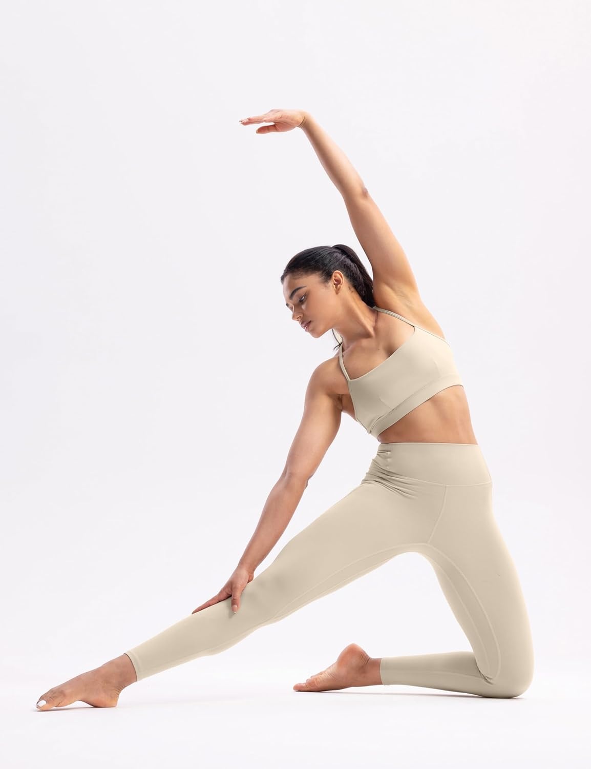 image:imageENERBLOOM Womens Workout Leggings with Pockets Yoga Pants 2528 High Waisted Athletic Tights Soft Gym Lounge ActivewearKhaki