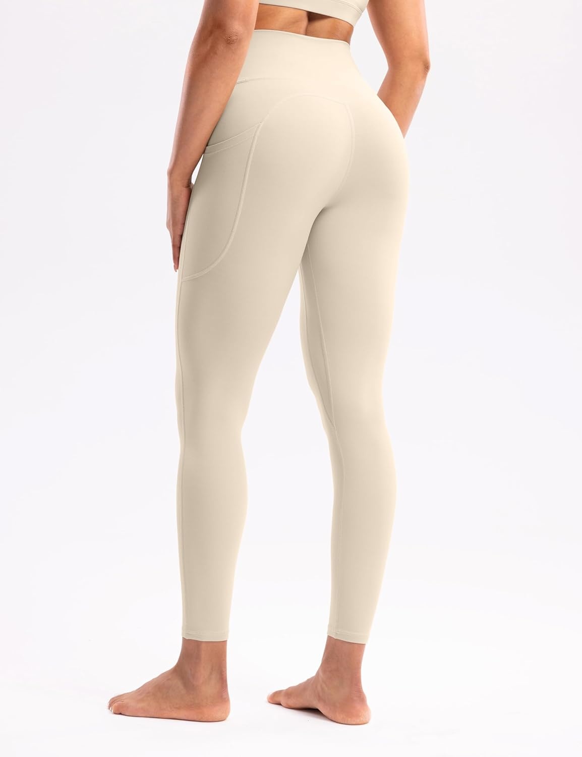 image:imageENERBLOOM Womens Workout Leggings with Pockets Yoga Pants 2528 High Waisted Athletic Tights Soft Gym Lounge ActivewearKhaki