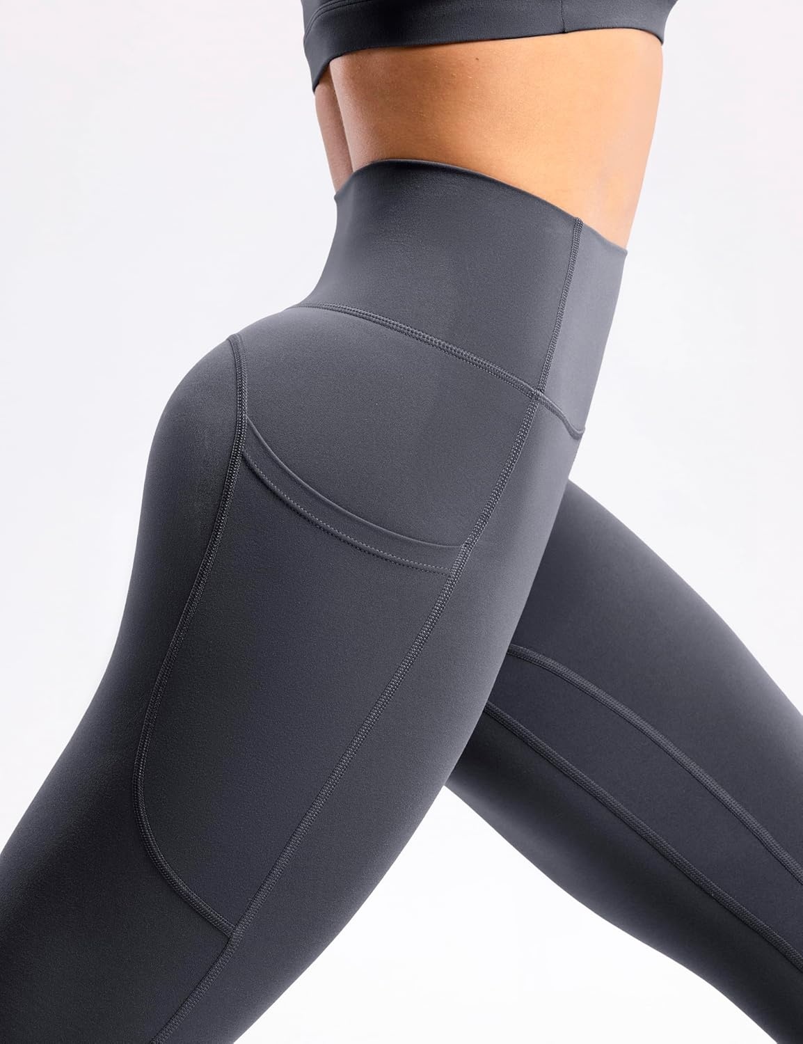 image:imageENERBLOOM Womens Workout Leggings with Pockets Yoga Pants 2528 High Waisted Athletic Tights Soft Gym Lounge ActivewearMysterious Grey