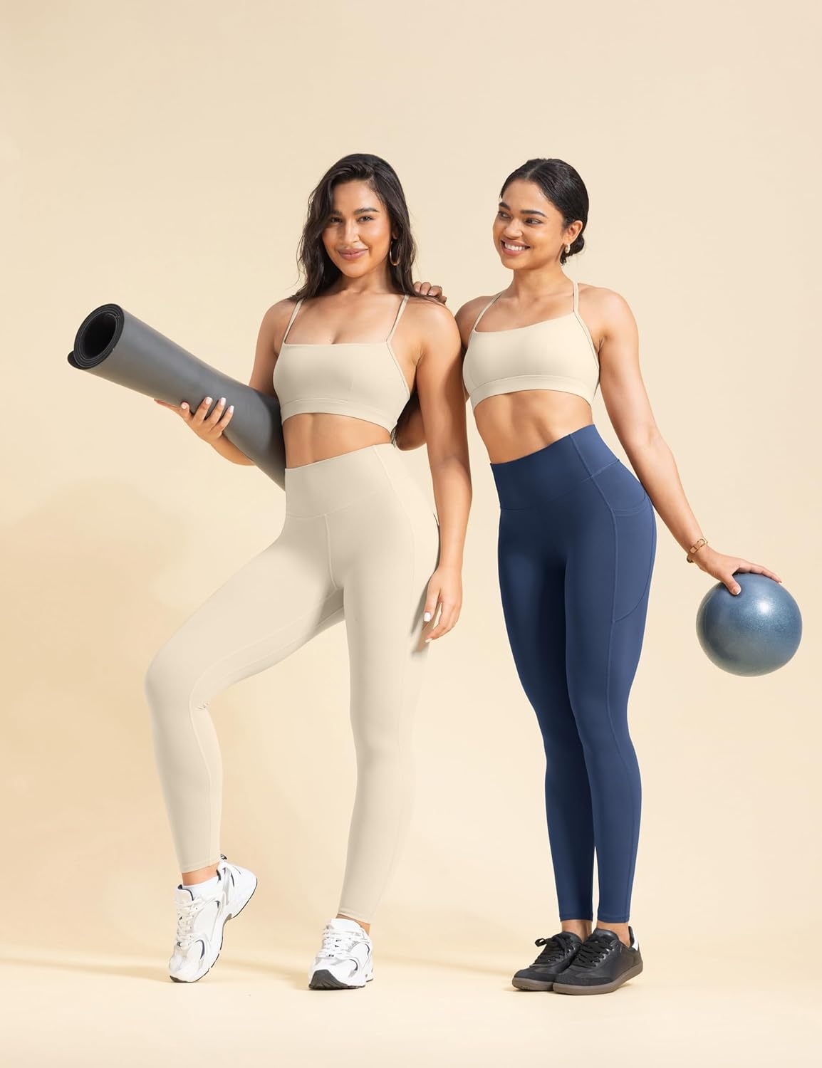 image:imageENERBLOOM Womens Workout Leggings with Pockets Yoga Pants 2528 High Waisted Athletic Tights Soft Gym Lounge ActivewearNavy Blue