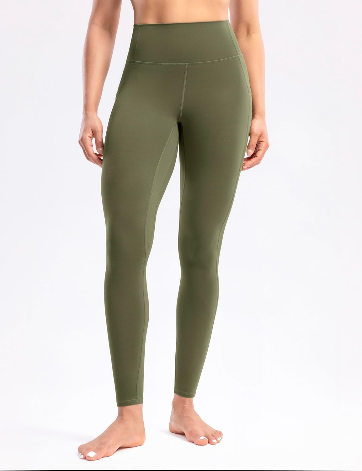 image:imageENERBLOOM Womens Workout Leggings with Pockets Yoga Pants 2528 High Waisted Athletic Tights Soft Gym Lounge ActivewearOlive Green