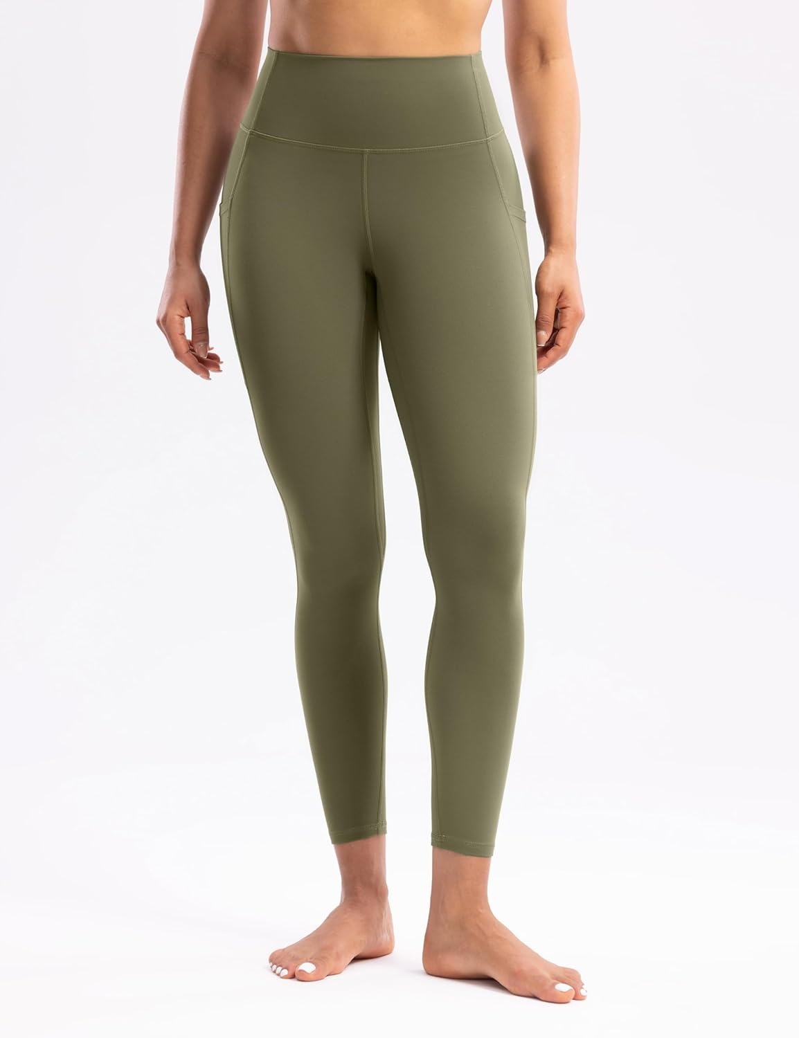 image:imageENERBLOOM Womens Workout Leggings with Pockets Yoga Pants 2528 High Waisted Athletic Tights Soft Gym Lounge ActivewearOlive Green