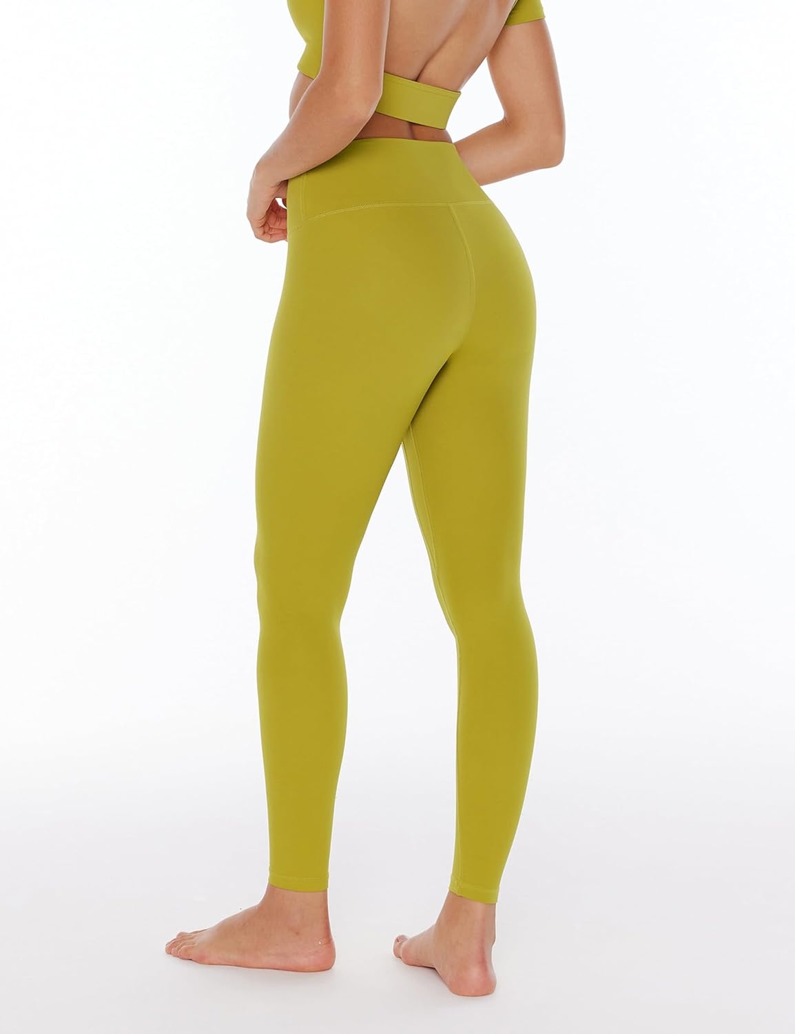 image:imageENERBLOOM Womens Yoga Leggings Workout Tights Pants 2528 High Waisted No Front Seam Tummy Control Cream FeelingGinger Yellow 28