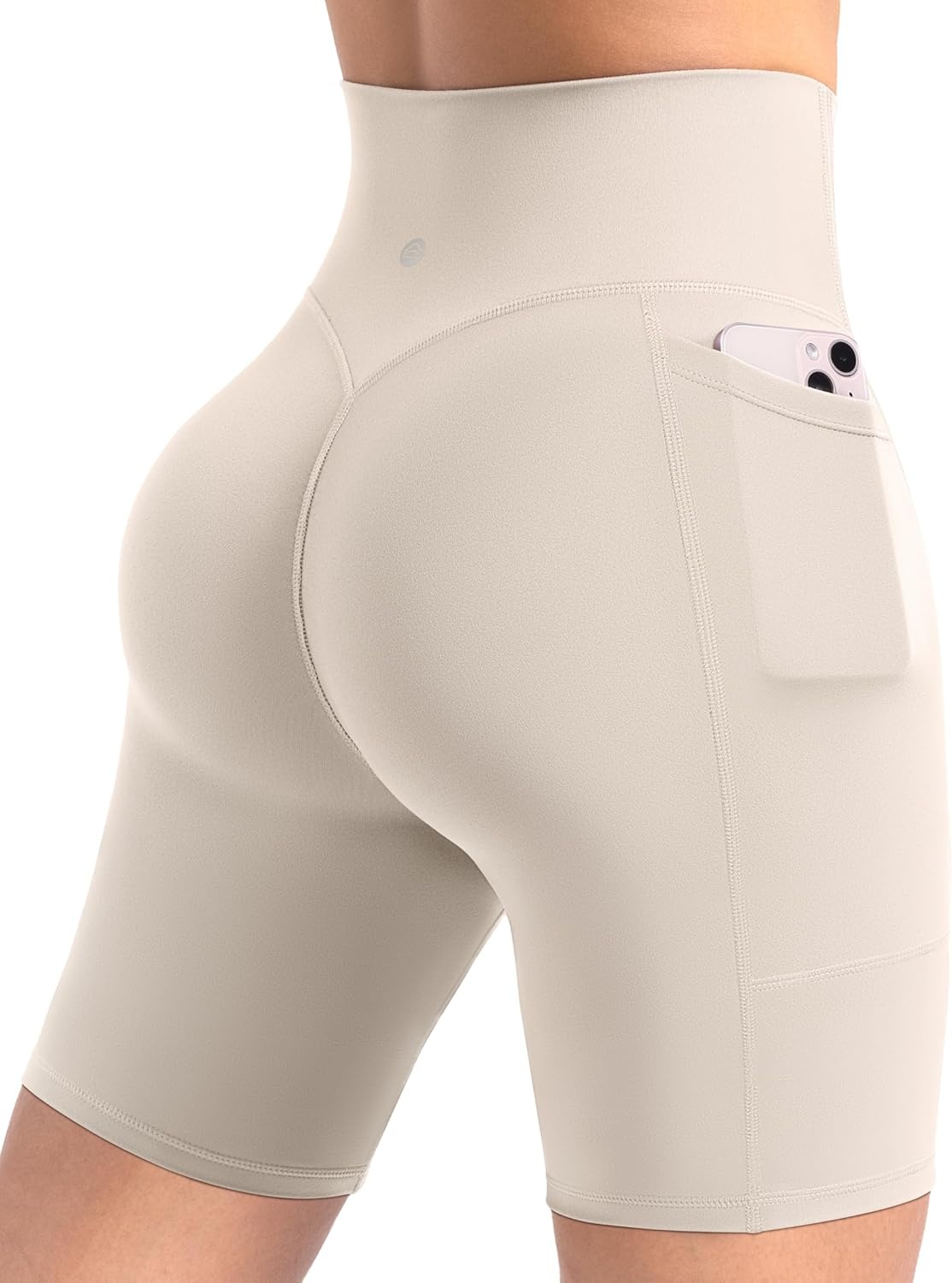 image:imageENERBLOOM Workout Biker Shorts Womens with Pockets High Waist Yoga 2546810 Gym Running Volleyball Athletic ShortsApricotkhaki