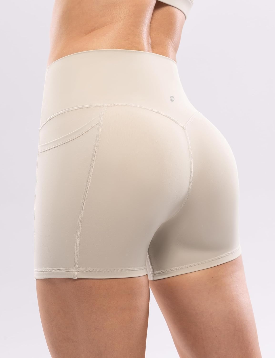 image:imageENERBLOOM Workout Biker Shorts Womens with Pockets High Waist Yoga 2546810 Gym Running Volleyball Athletic ShortsApricotkhaki