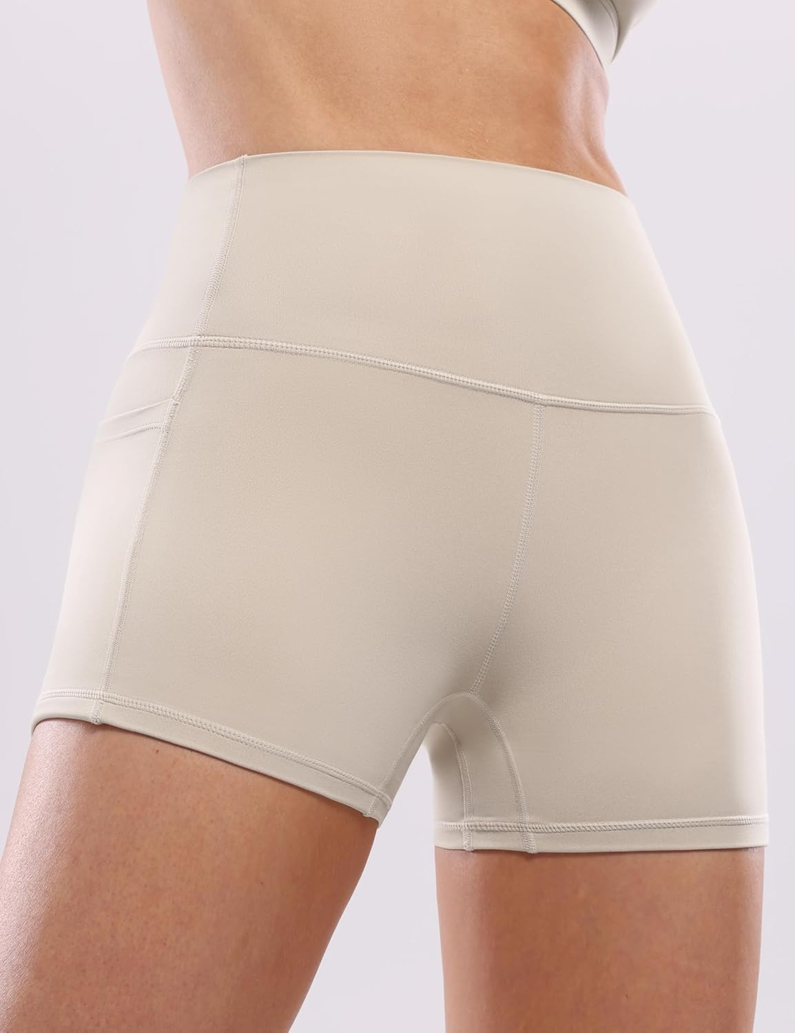 image:imageENERBLOOM Workout Biker Shorts Womens with Pockets High Waist Yoga 2546810 Gym Running Volleyball Athletic ShortsApricotkhaki