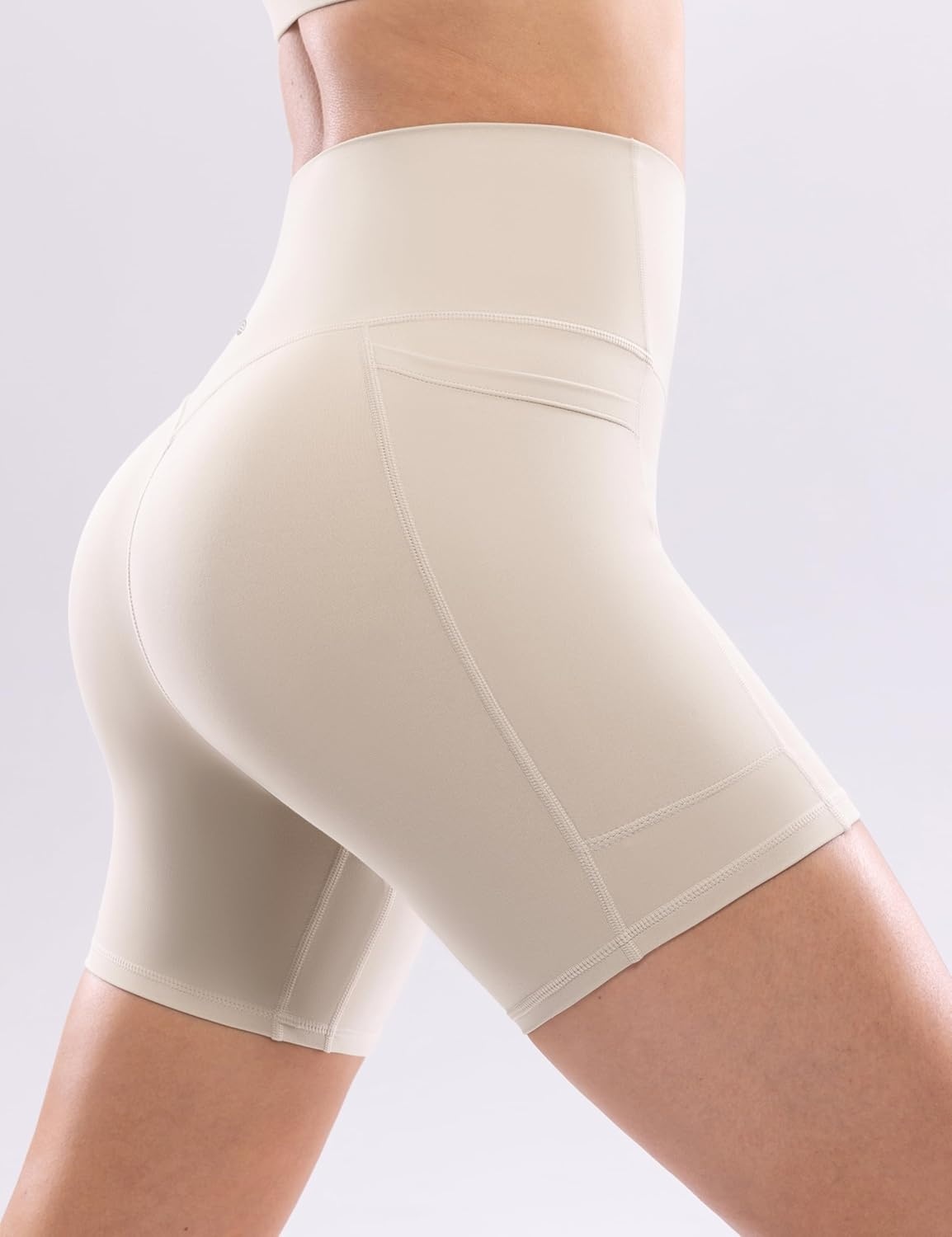 image:imageENERBLOOM Workout Biker Shorts Womens with Pockets High Waist Yoga 2546810 Gym Running Volleyball Athletic ShortsApricotkhaki