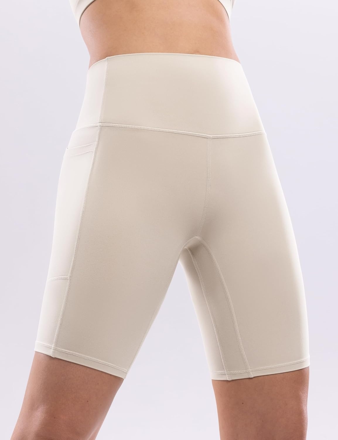 image:imageENERBLOOM Workout Biker Shorts Womens with Pockets High Waist Yoga 2546810 Gym Running Volleyball Athletic ShortsApricotkhaki