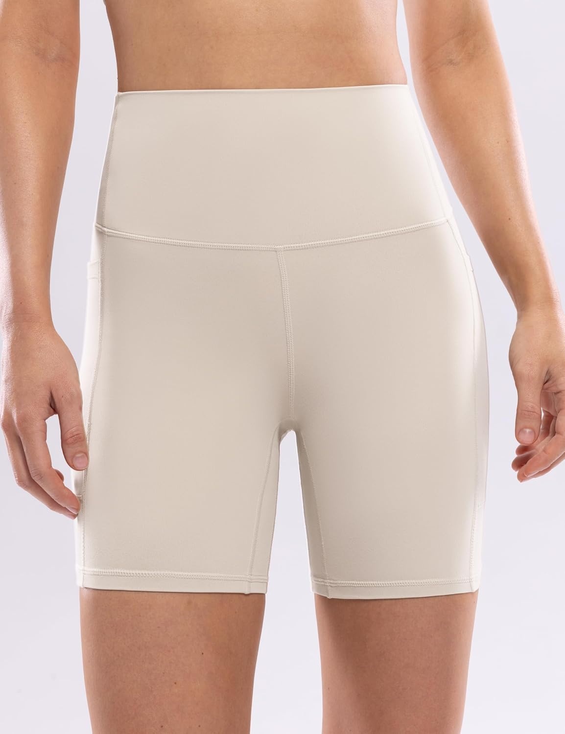 image:imageENERBLOOM Workout Biker Shorts Womens with Pockets High Waist Yoga 2546810 Gym Running Volleyball Athletic ShortsApricotkhaki