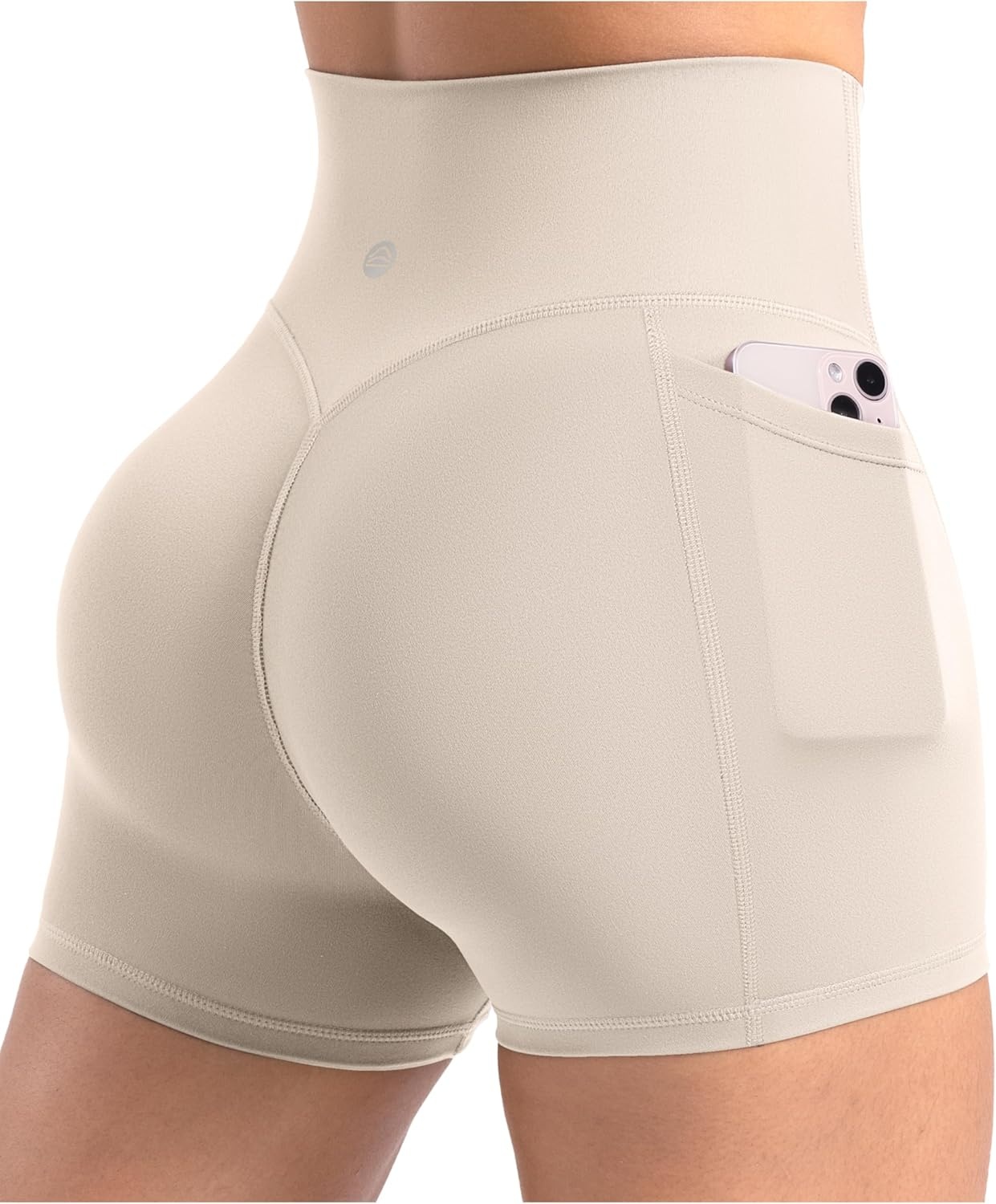 image:imageENERBLOOM Workout Biker Shorts Womens with Pockets High Waist Yoga 2546810 Gym Running Volleyball Athletic ShortsApricotkhaki