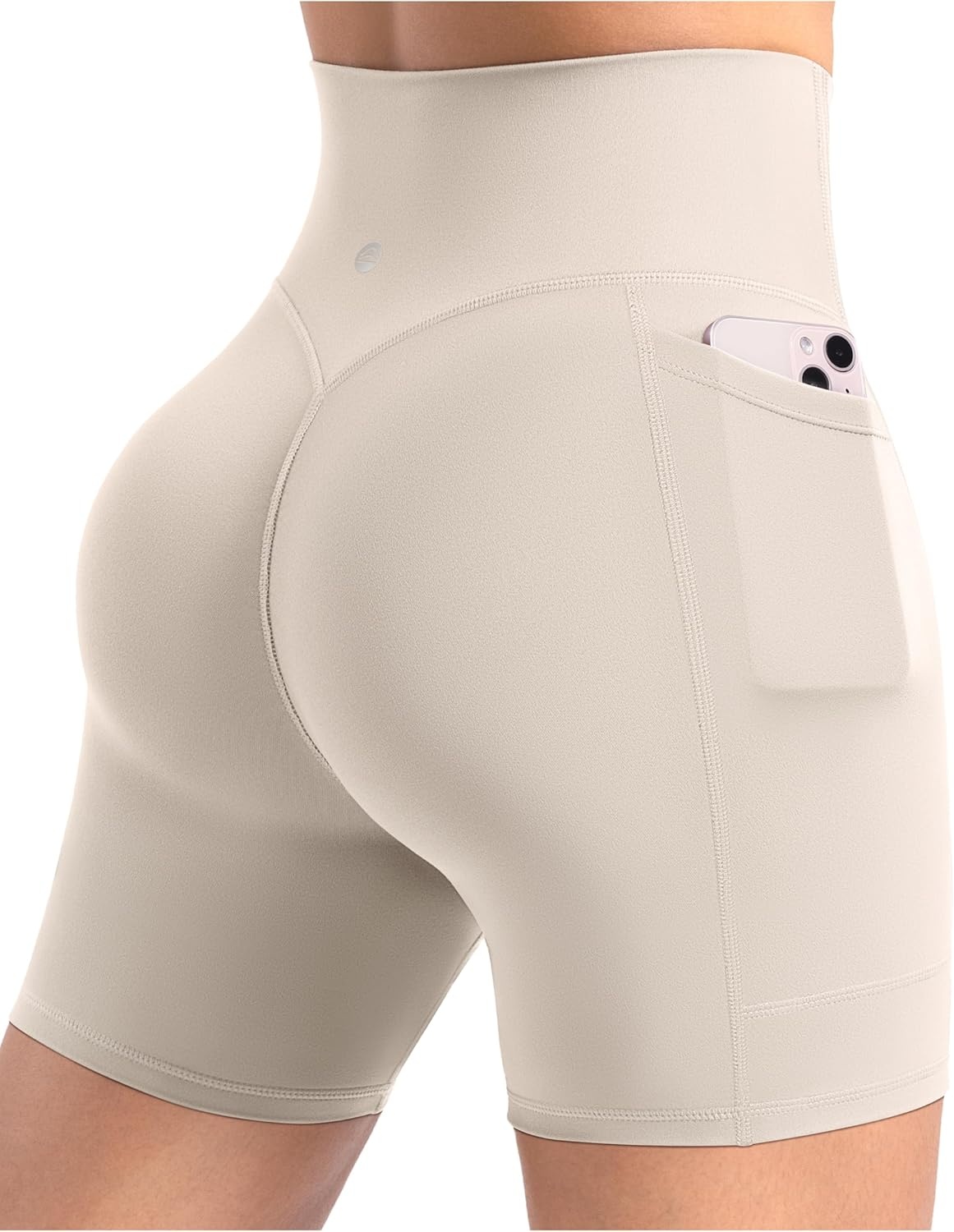 image:imageENERBLOOM Workout Biker Shorts Womens with Pockets High Waist Yoga 2546810 Gym Running Volleyball Athletic ShortsApricotkhaki