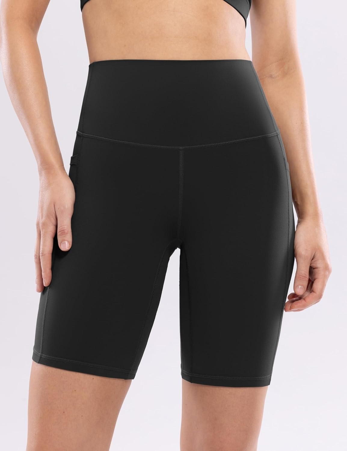 image:imageENERBLOOM Workout Biker Shorts Womens with Pockets High Waist Yoga 2546810 Gym Running Volleyball Athletic ShortsBlack