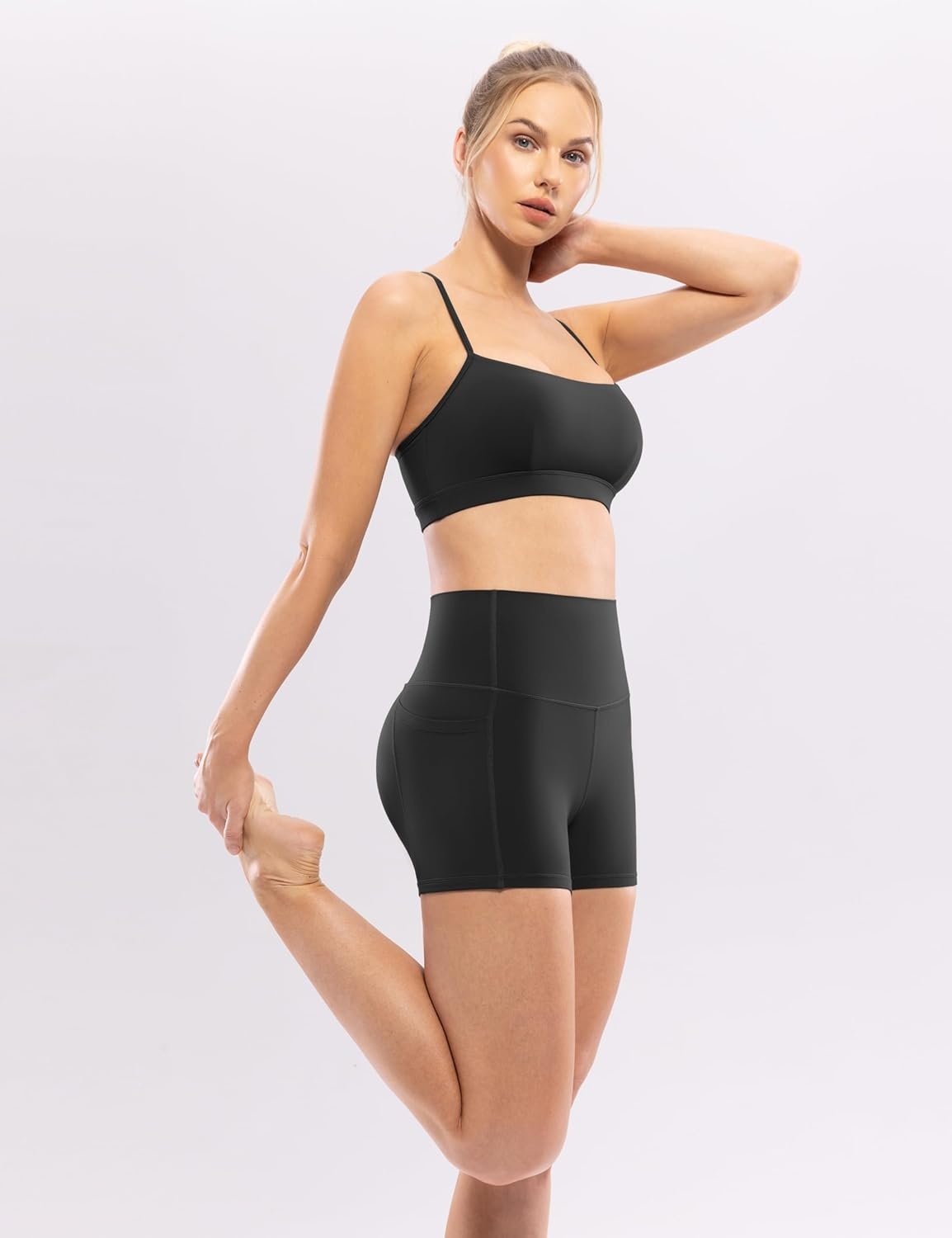 image:imageENERBLOOM Workout Biker Shorts Womens with Pockets High Waist Yoga 2546810 Gym Running Volleyball Athletic ShortsBlack