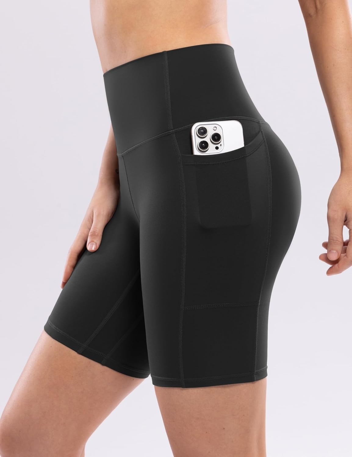 image:imageENERBLOOM Workout Biker Shorts Womens with Pockets High Waist Yoga 2546810 Gym Running Volleyball Athletic ShortsBlack