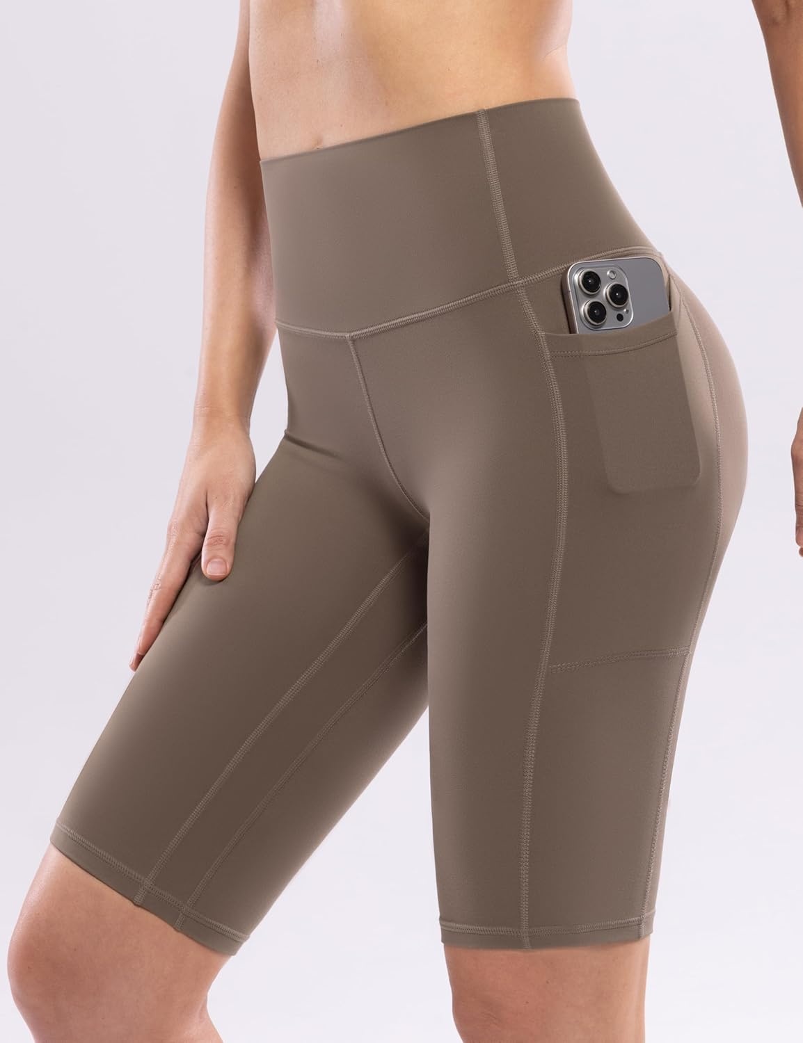 image:imageENERBLOOM Workout Biker Shorts Womens with Pockets High Waist Yoga 2546810 Gym Running Volleyball Athletic ShortsCoffee