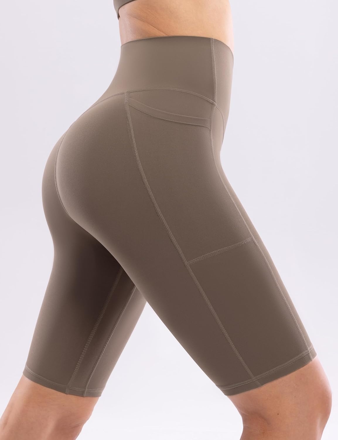 image:imageENERBLOOM Workout Biker Shorts Womens with Pockets High Waist Yoga 2546810 Gym Running Volleyball Athletic ShortsCoffee