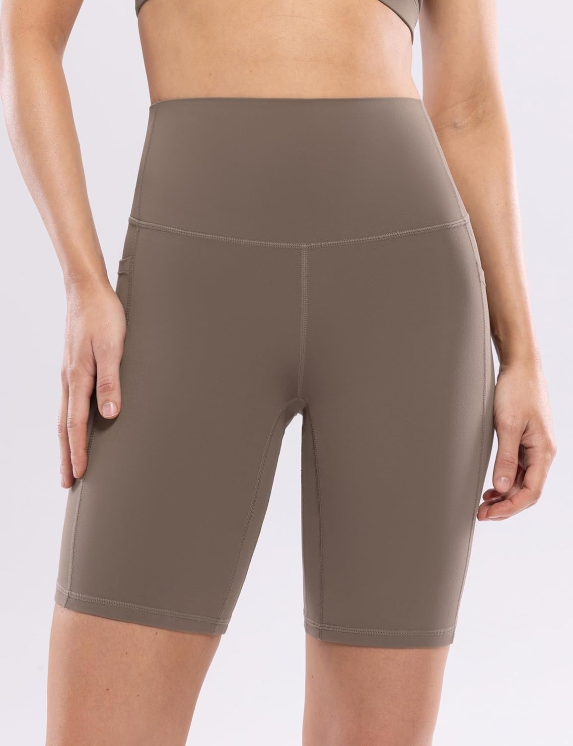 image:imageENERBLOOM Workout Biker Shorts Womens with Pockets High Waist Yoga 2546810 Gym Running Volleyball Athletic ShortsCoffee