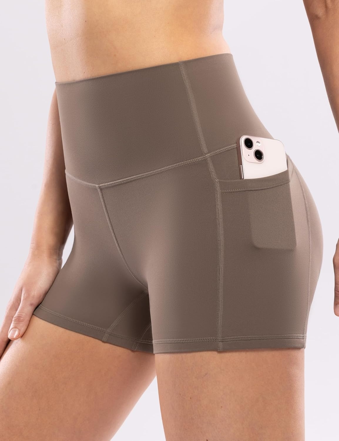 image:imageENERBLOOM Workout Biker Shorts Womens with Pockets High Waist Yoga 2546810 Gym Running Volleyball Athletic ShortsCoffee