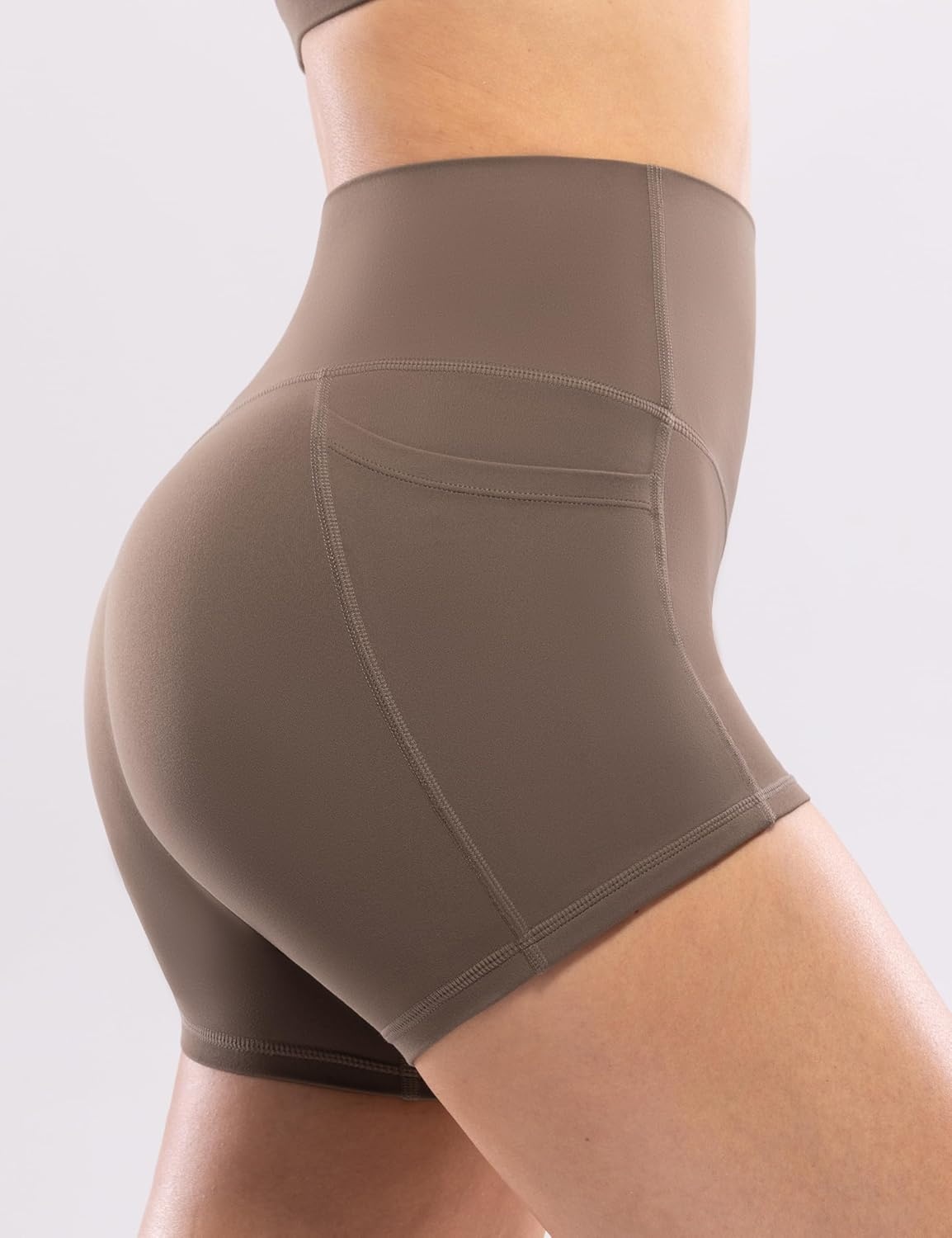 image:imageENERBLOOM Workout Biker Shorts Womens with Pockets High Waist Yoga 2546810 Gym Running Volleyball Athletic ShortsCoffee