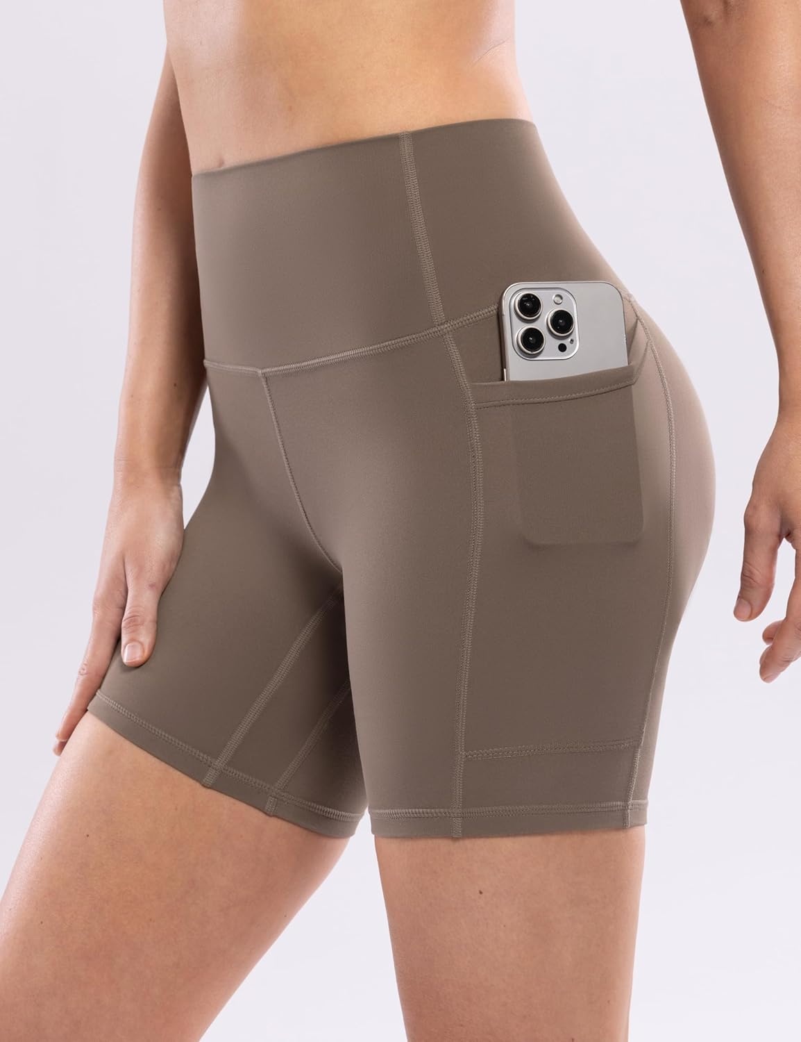 image:imageENERBLOOM Workout Biker Shorts Womens with Pockets High Waist Yoga 2546810 Gym Running Volleyball Athletic ShortsCoffee