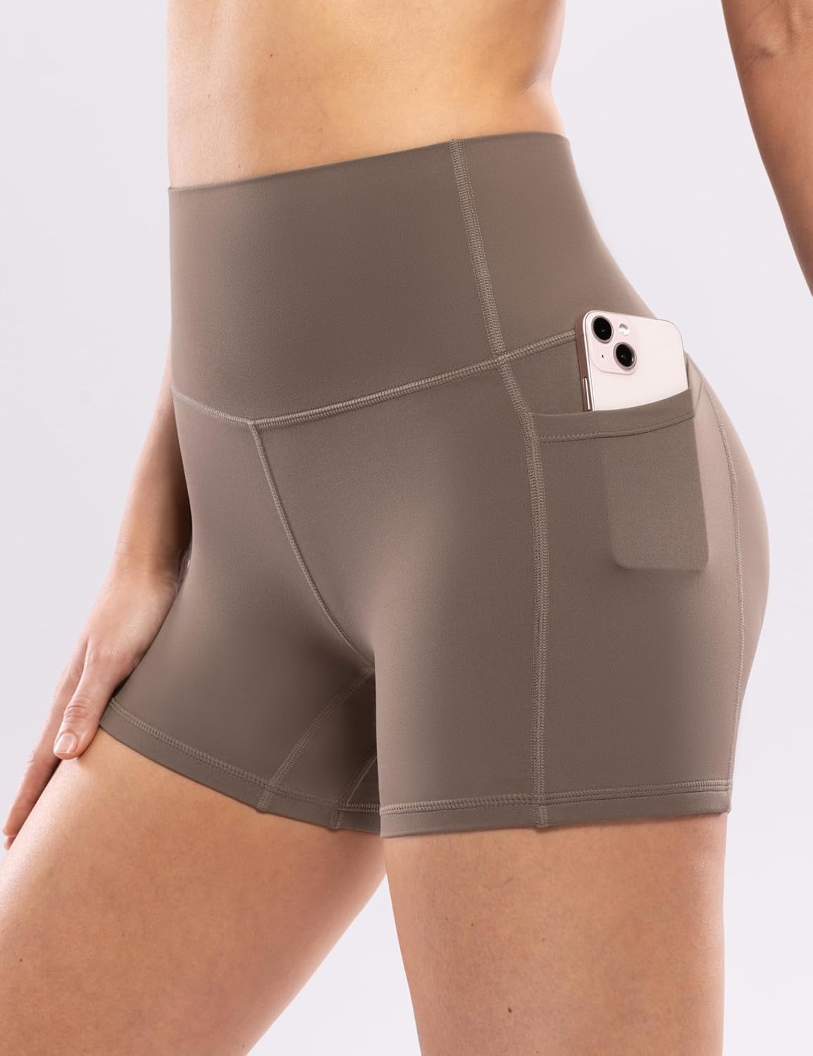 image:imageENERBLOOM Workout Biker Shorts Womens with Pockets High Waist Yoga 2546810 Gym Running Volleyball Athletic ShortsCoffee