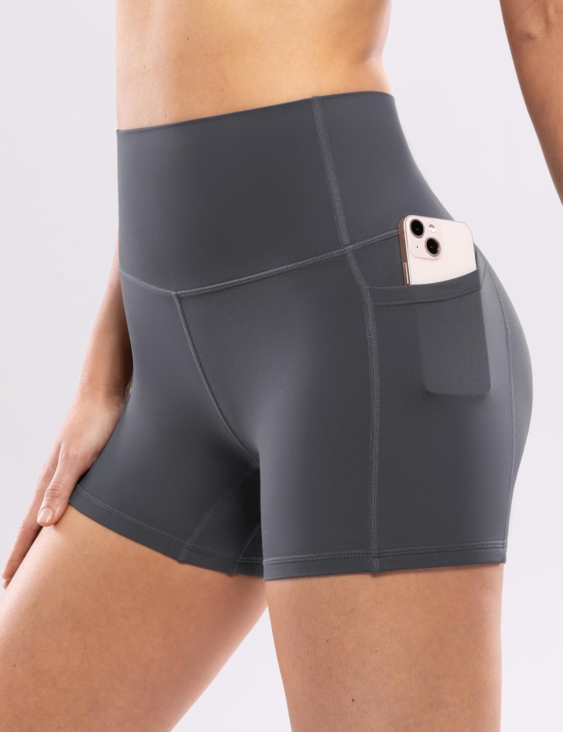 image:imageENERBLOOM Workout Biker Shorts Womens with Pockets High Waist Yoga 2546810 Gym Running Volleyball Athletic ShortsMedium Gray