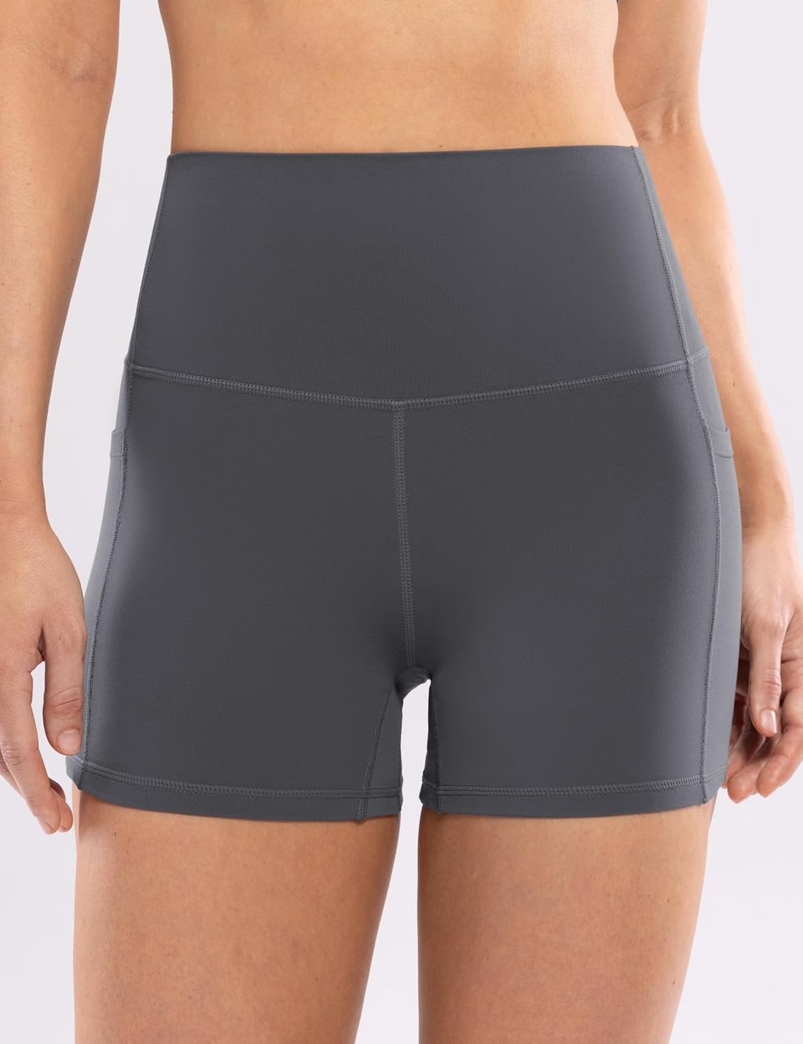 image:imageENERBLOOM Workout Biker Shorts Womens with Pockets High Waist Yoga 2546810 Gym Running Volleyball Athletic ShortsMedium Gray